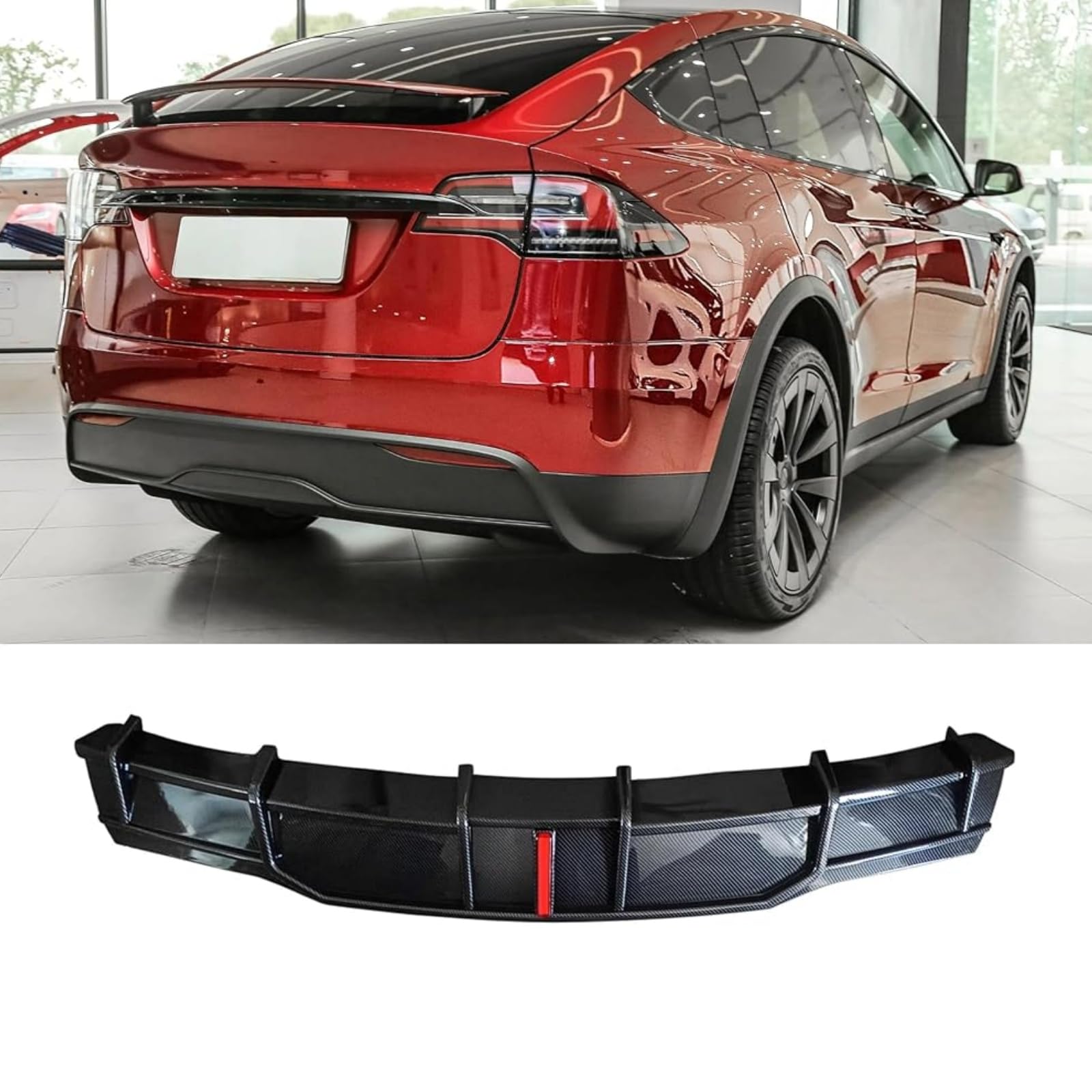 テスラ リアディフューザー 2023 MODEL X 車種専用 リアリップ リアパンバー ライト付き ABS 塗装済み 艶消し黒