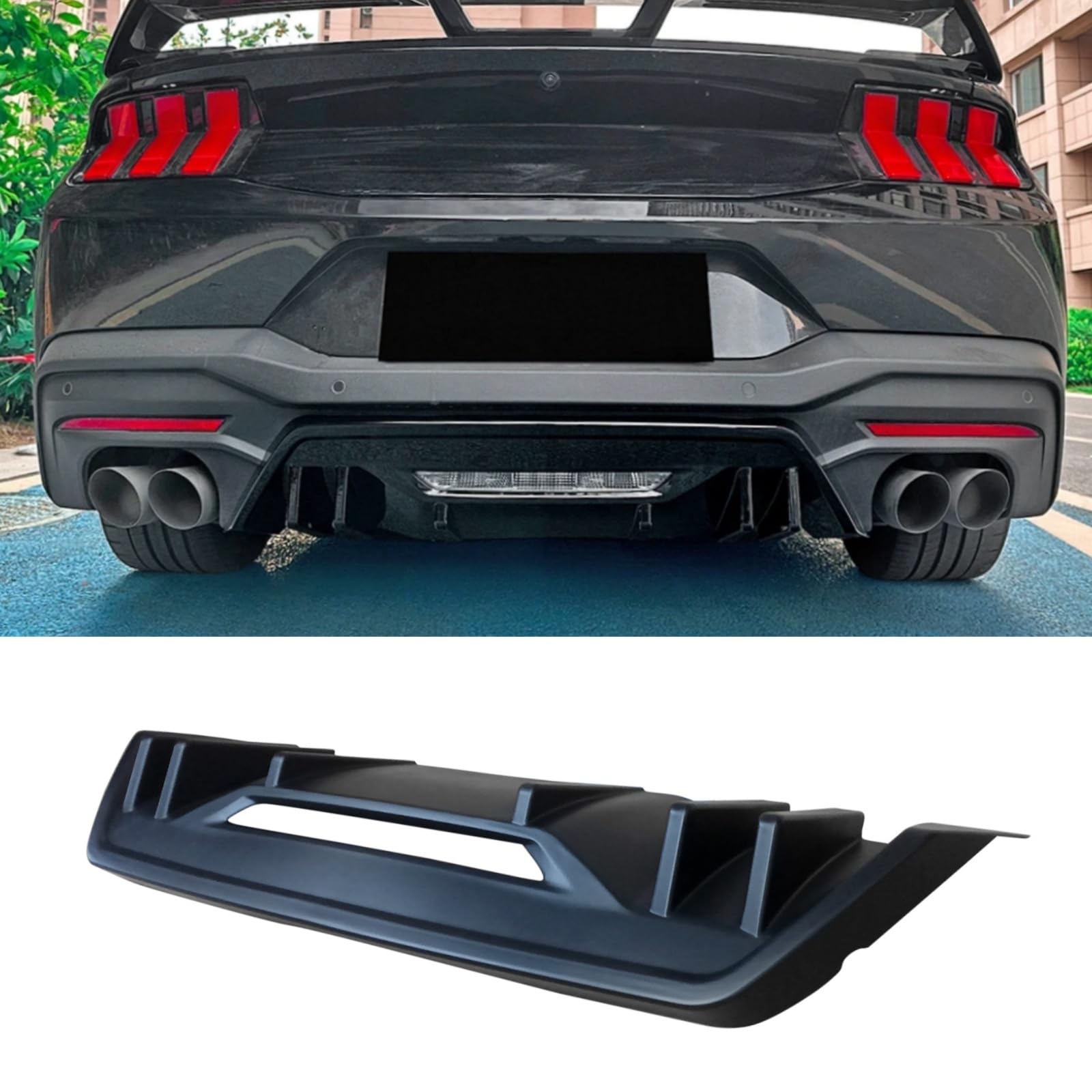リアディフューザー フォード マスタング S650 2024 2025 車種専用 リアパンバースポイラー ABS 塗装済み 艶消し黒