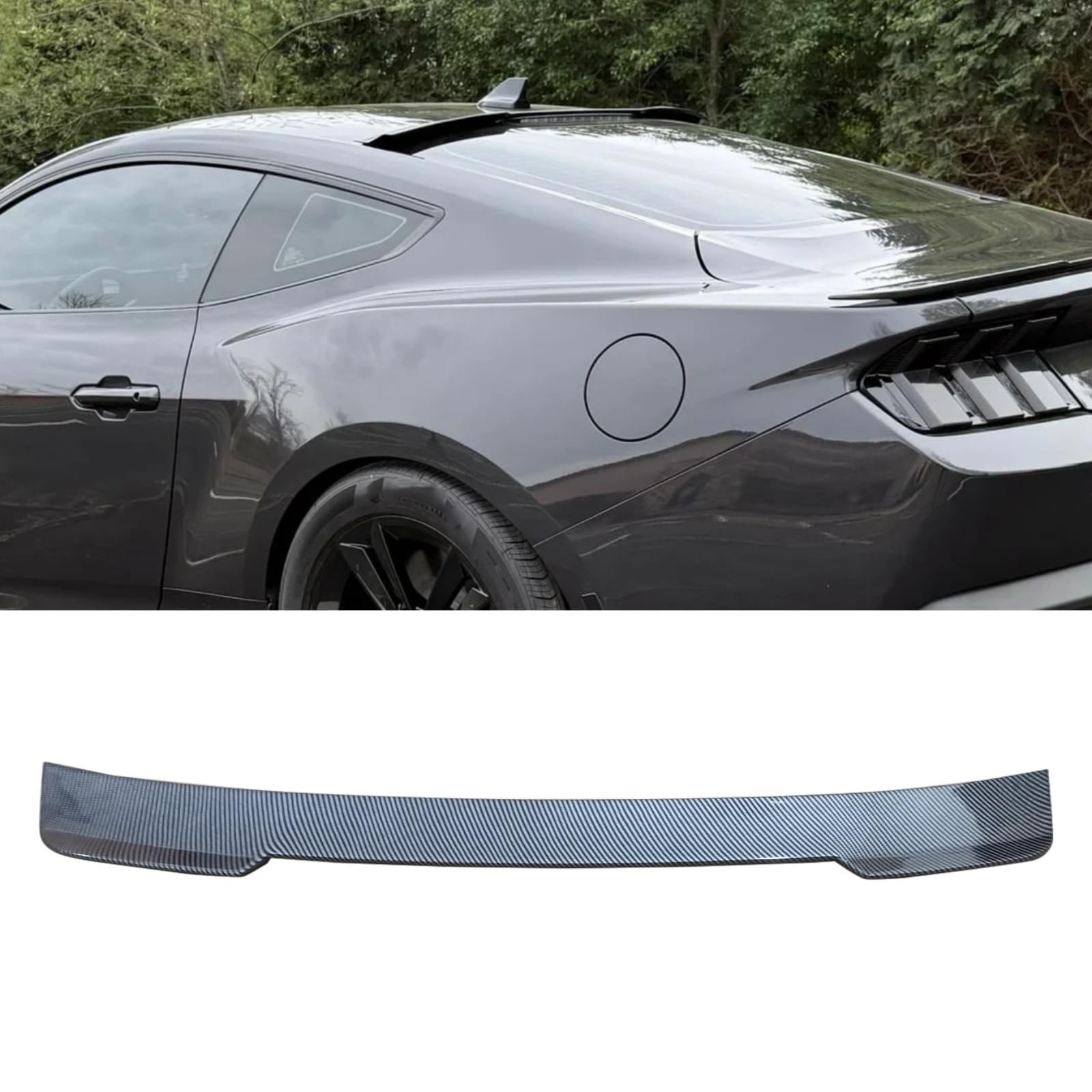 ルーフスポイラー フォード マスタング エコブースト/ダークホース/GT/ S650 2024 2025 クーペ 2ドア Vスタイル 専用設計 トランクスポイラー リアアンダースポイラー ABS製 塗装済み カーボン調