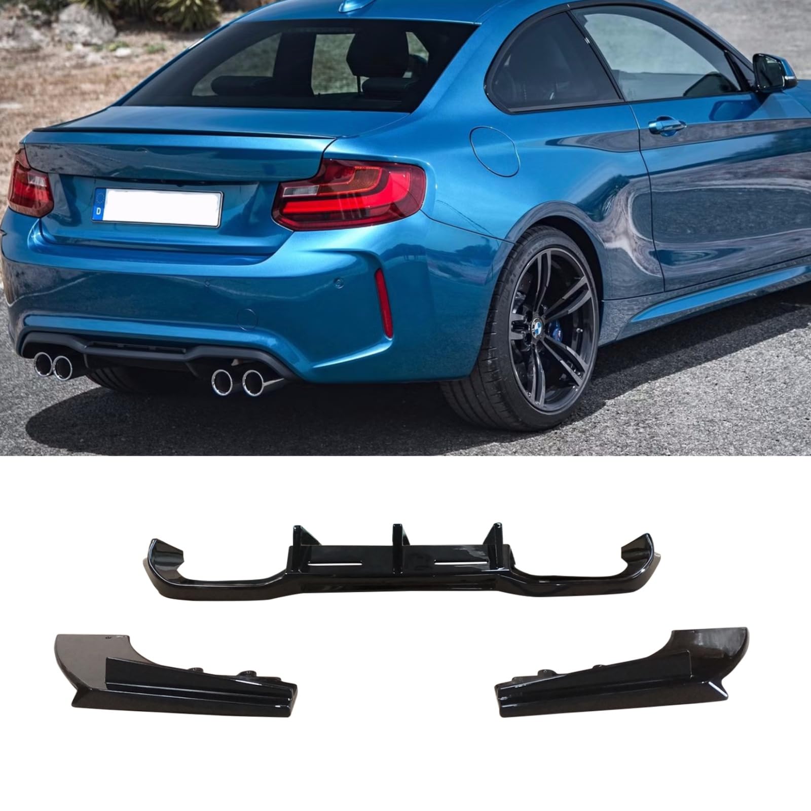 F87 リアディフューザー 2016-2022 BMW 2シリーズ F87 M2 車種専用 リアパンバースポイラー リアパンバーディフューザー ABS製 艶あり黒
