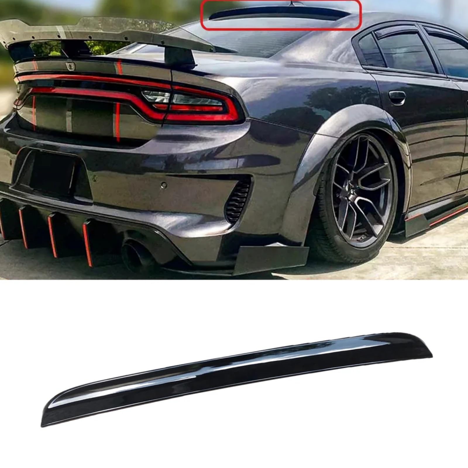 ダッジ チャージャー ルーフスポイラー SRT スキャット 2011-2023 ダックビル リヤスポイラー トランクスポイラー リアアンダースポイラー ABS製 塗装済み グロスブラック｜lifeoneショップ