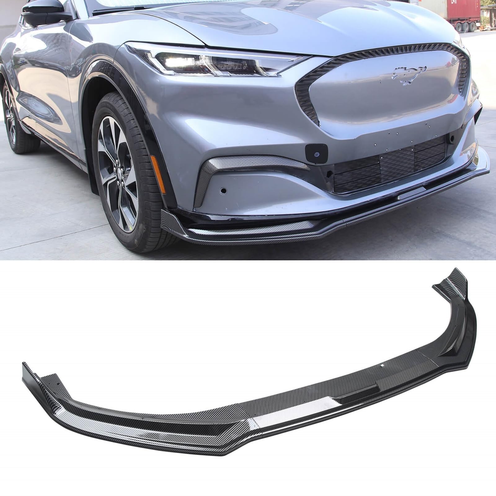 リップスポイラー フォード マスタング 2021-2025 Mach-E MK1 車種専用 3PCS バンパー フロントリップ リップスポイラー ABS製 塗装済み カーボン調｜lifeoneショップ