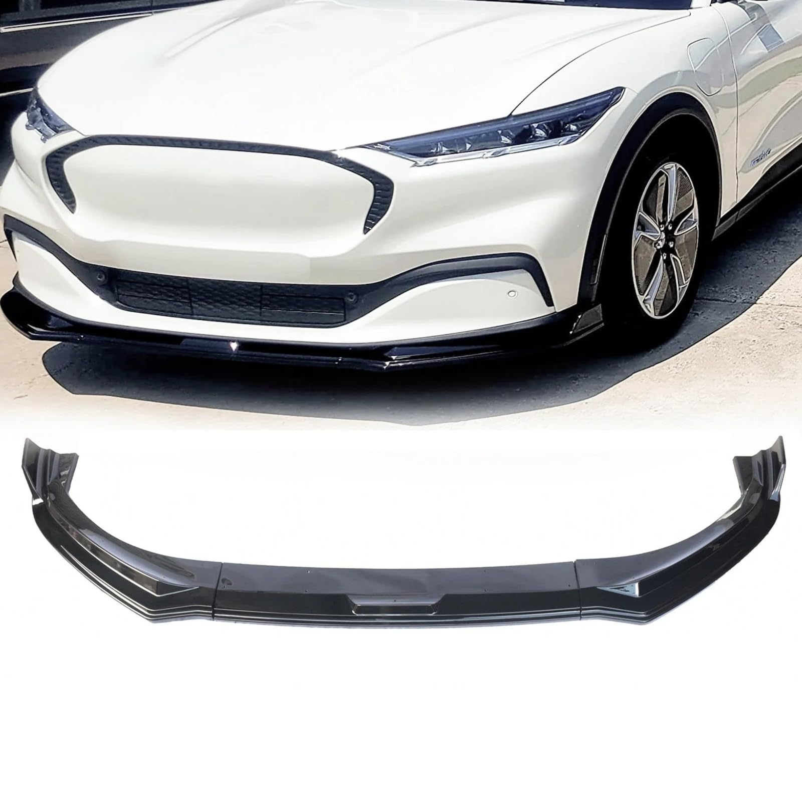リップスポイラー フォード マスタング 2021-2025 Mach-E MK1 車種専用 3PCS バンパー フロントリップ リップスポイラー ABS製 塗装済み 改装パーツ エアロパーツ ガーニッシュ カーアクセサリー 艶あり黒
