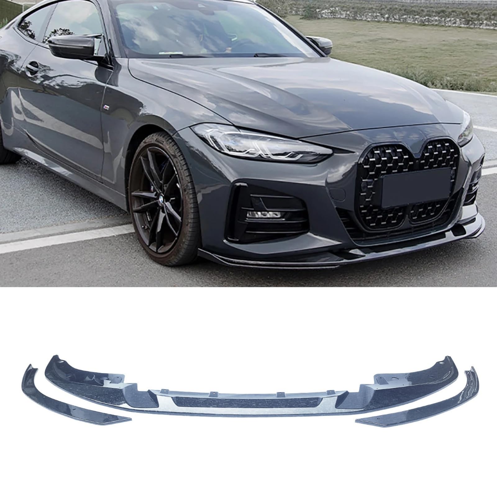 リップスポイラー 2021-2025 BMW 4 シリーズ クーペ G22 G23 M スポーツ 車種専用 1PCS バンパー フロントリップ リップスポイラー ABS製 塗装済み グラニットパターン