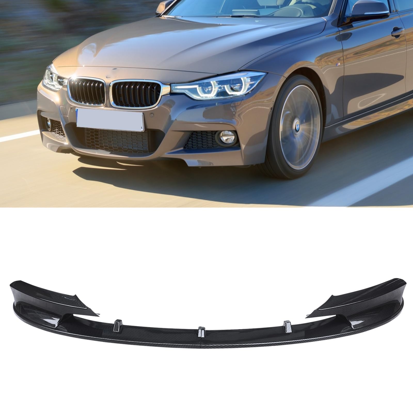 フロントリップ BMW 3 シリーズ F30 F31 2012-2018 M スポーツ パフォーマンス 専用 フロントスポイラー カーボン調 ABS塗装済み スプリッター板 リップスポイラー リップ カスタム フロントバンパー エアロパーツ ガーニッシュ カーアクセサリー