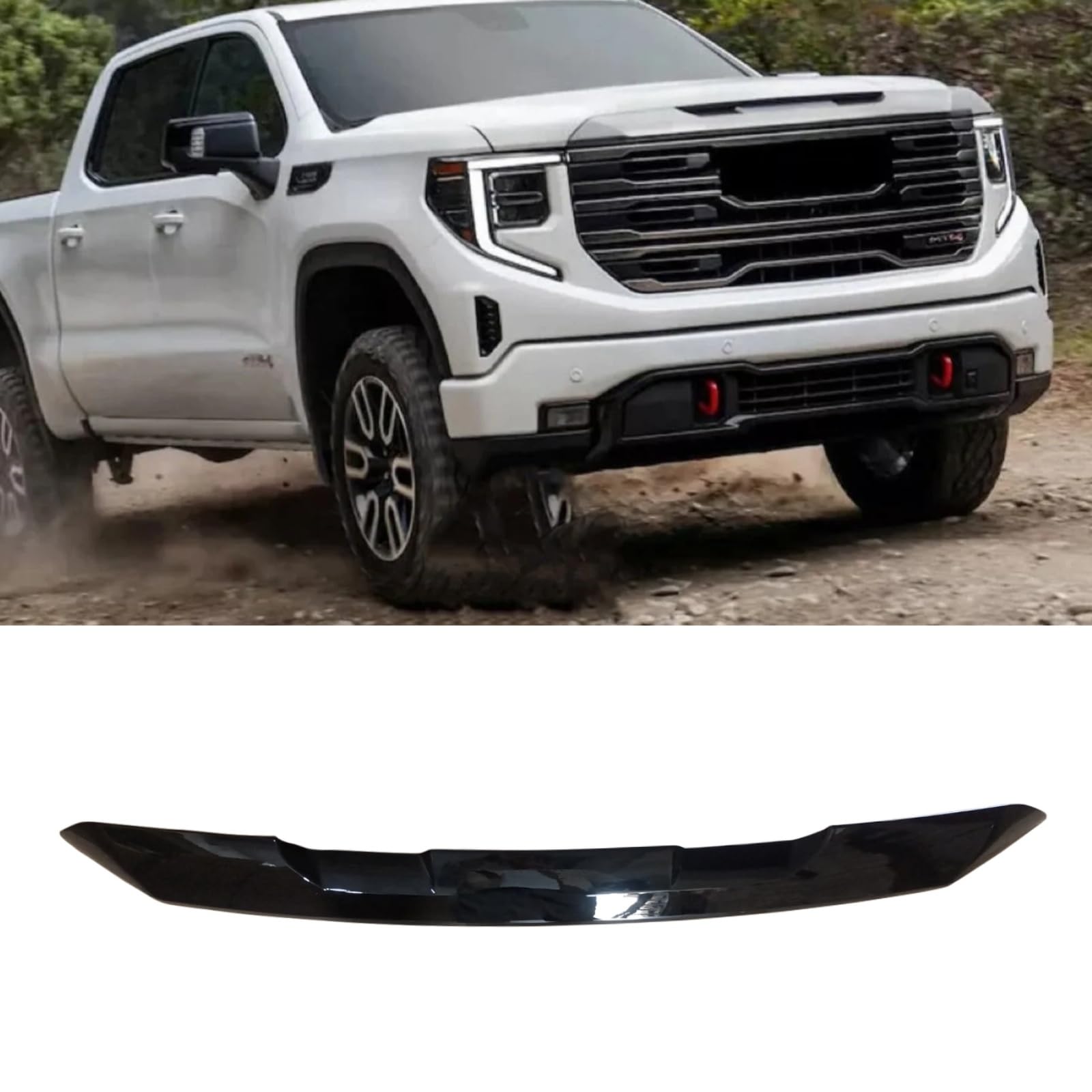 GMC フロントグリルオーバー 2022-2025 5GMC Sierra 1500 グロスブラック グリルオーバーレイ ストライプ ドレスアップカバー バンパー