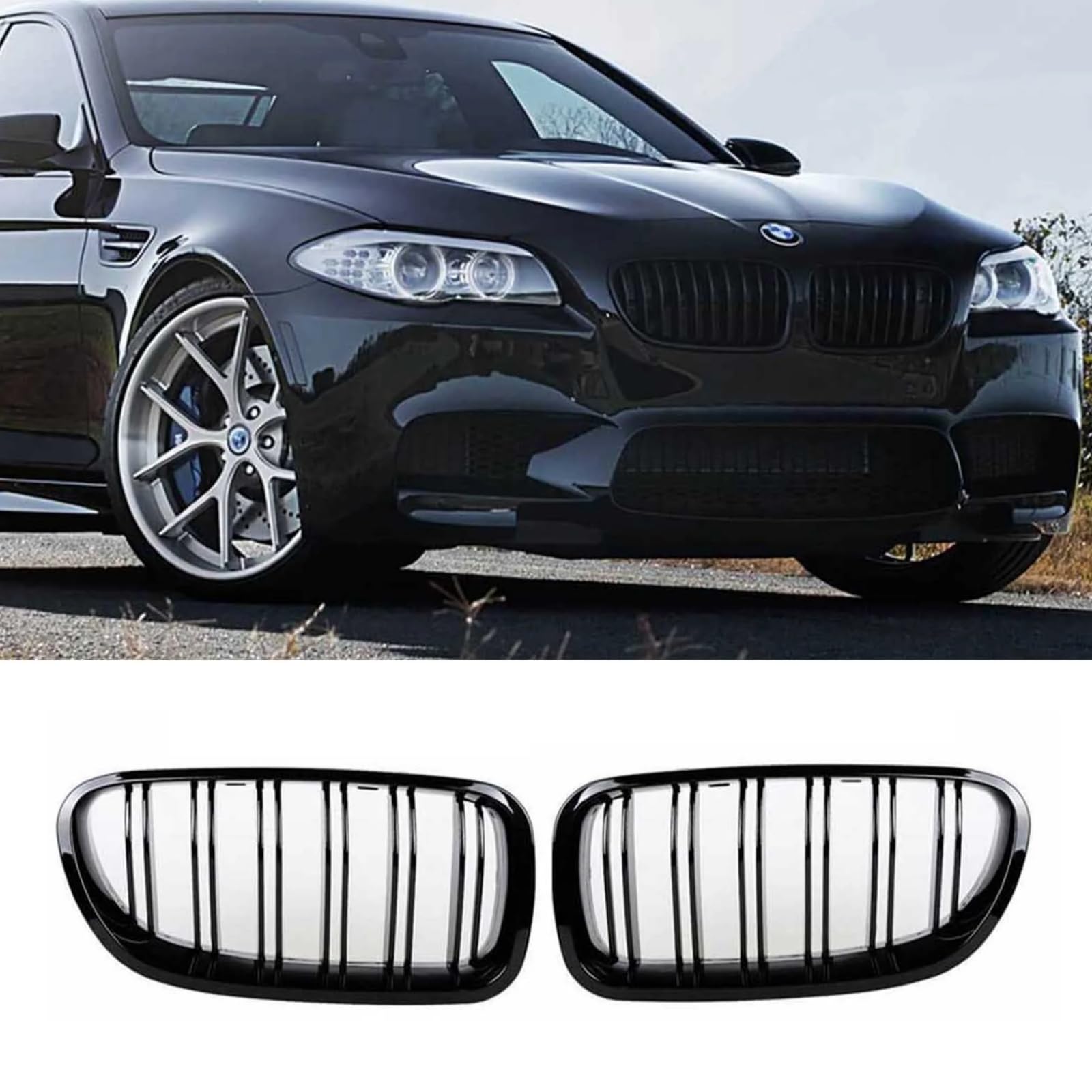 BMW グリルオーバー 2010-2017 5 シリーズ F10 F11 M5 デュアル スラット 交換用グリル スタイル グリルオーバーレイ