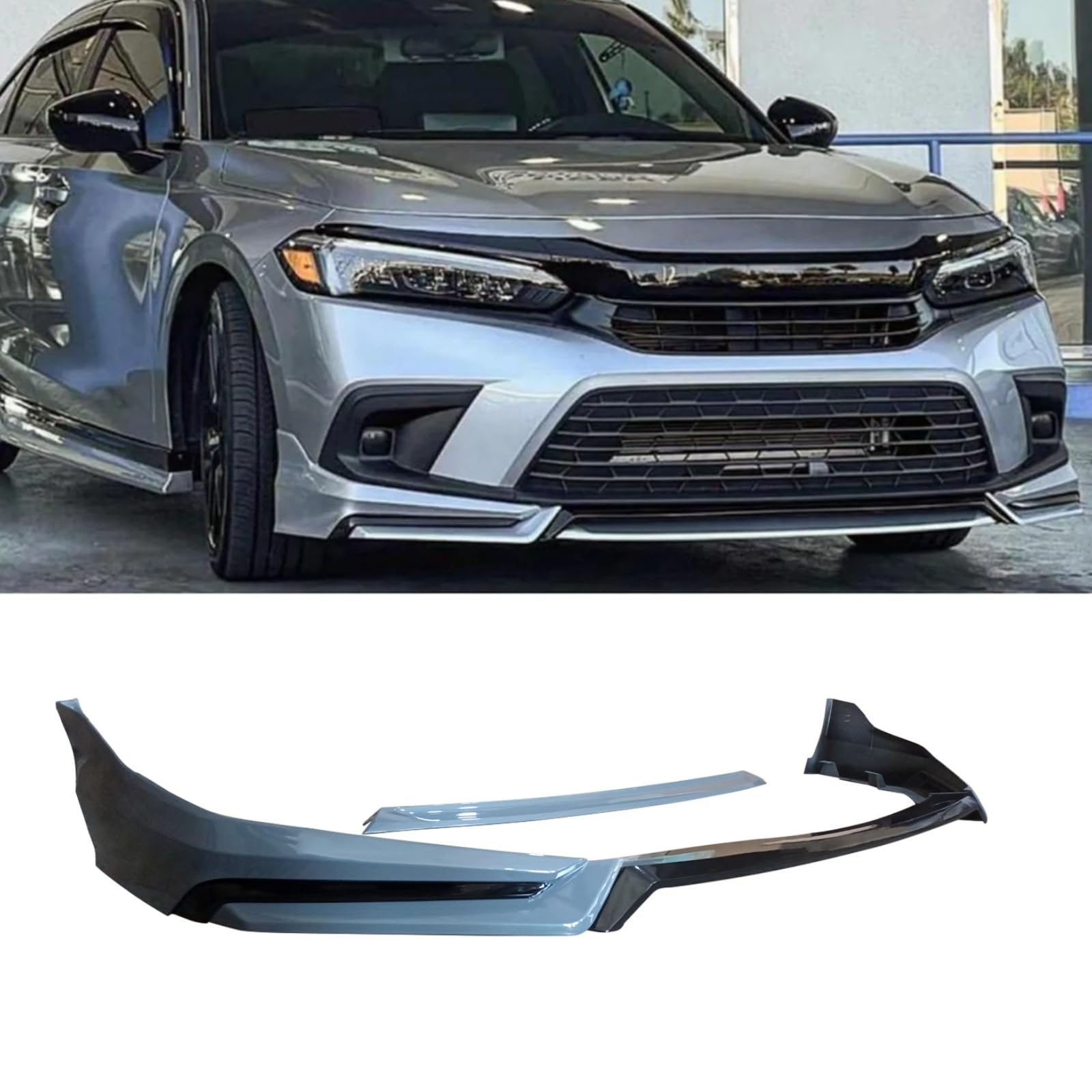 シビック フロントスポイラー 2022-2024 ホンダ CIVIC セダン ハッチバック 用 ヨーファー V3 スタイル フロントリップ リップスポイラー グレー ABS 塗装済み エアロパーツ ガーニッシュ カーアクセサリー 改装パーツ