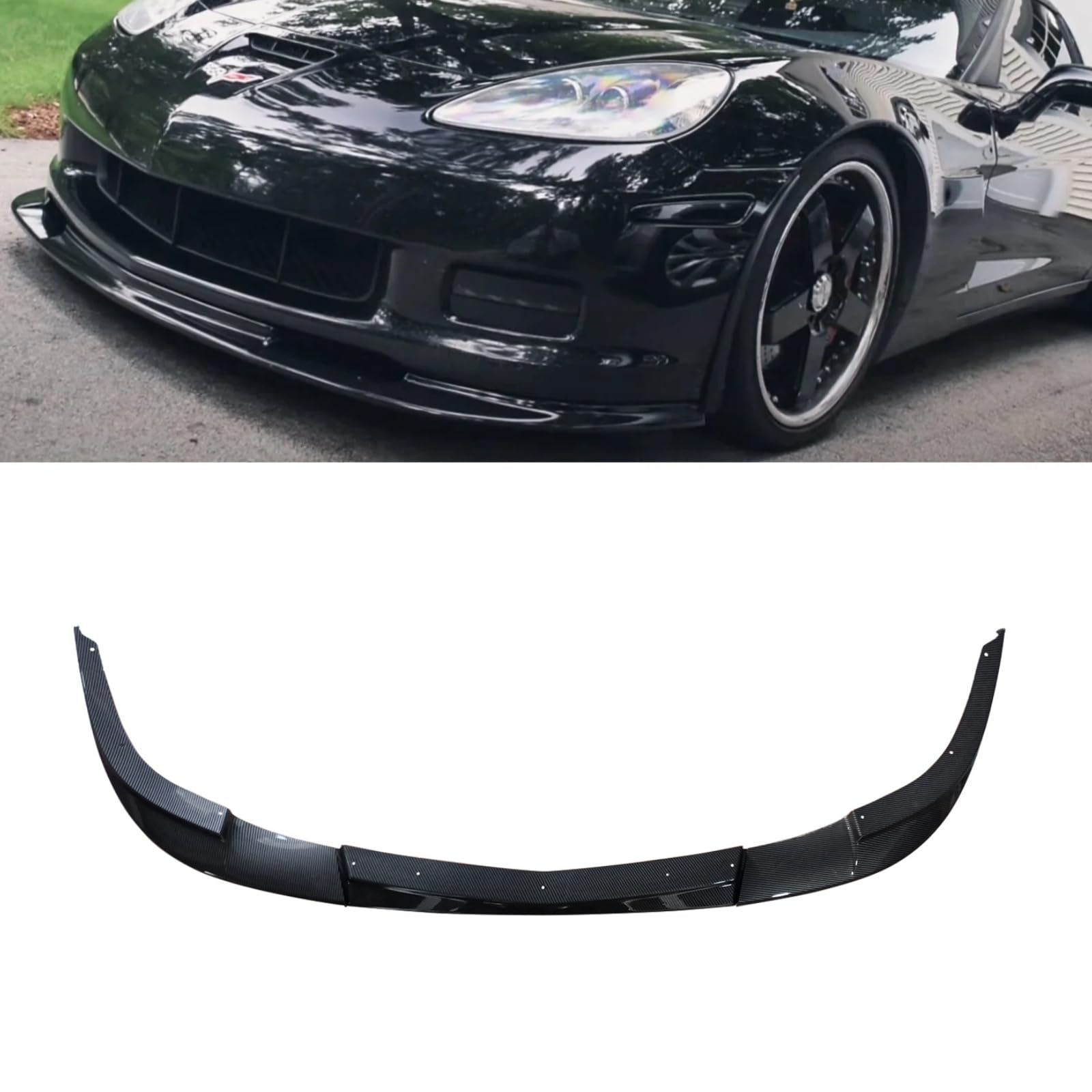フロントリップ 2005-2013 シボレー コルベット C6 Z06 ZR1 427 Widebody フロントスプリッター ABS塗装 ZR3 スタイル フロントバンパー フロントスポイラー リップスポイラー カーボン調｜lifeoneショップ