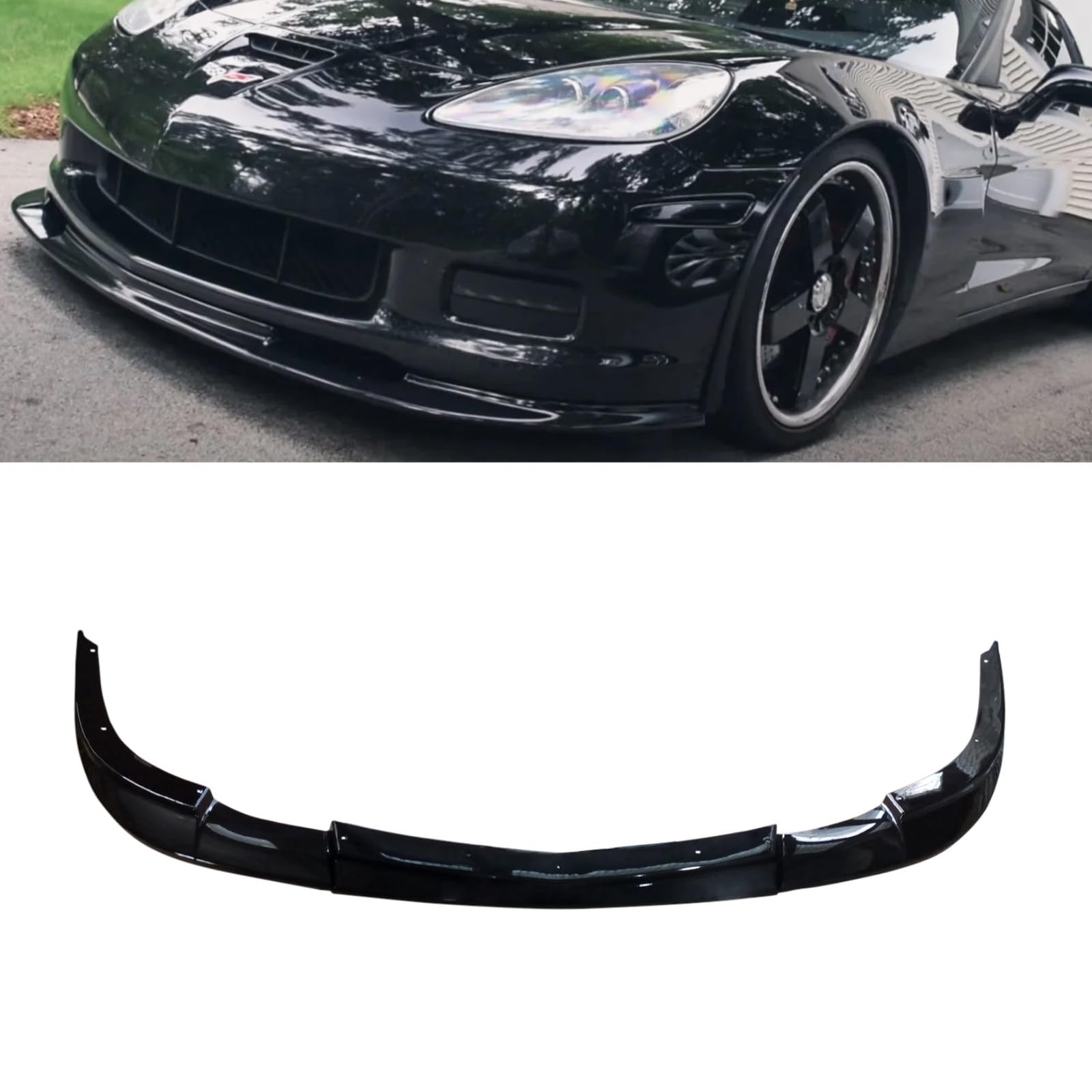 フロントリップ 2005-2013 シボレー コルベット C6 Z06 ZR1 427 Widebody フロントスプリッター ABS塗装 ZR1 スタイル フロントバンパー フロントスポイラー リップスポイラー 艶あり黒