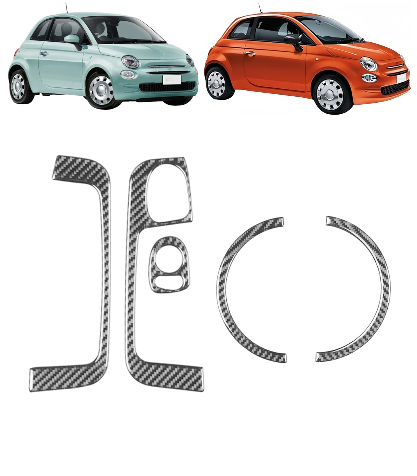 フィアット 500 に適合 Fiat 500 2008~2023年 に対応 RHD ドアアームレストパネル &インナードアハンドルカバー ドアスイッチカバー+車内ドアハンドルリング トリム カーボンファイバー製 内装 カスタム パーツFor Fiat 500 専用設計 (ブラック) [並行輸入品] 6,259円
