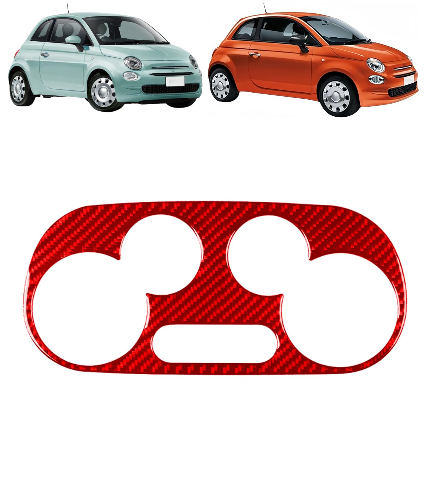 フィアット 500 に適合 Fiat 500 2012~2023年 に対応 RHD セントラルエアコンボタンパネル エアコンスイッチガーニッシュエアコンベント調節フレーム カーボンファイバー製 内装 カスタム パーツFor Fiat 500 専用設計 (レッド) [並行輸入品]
