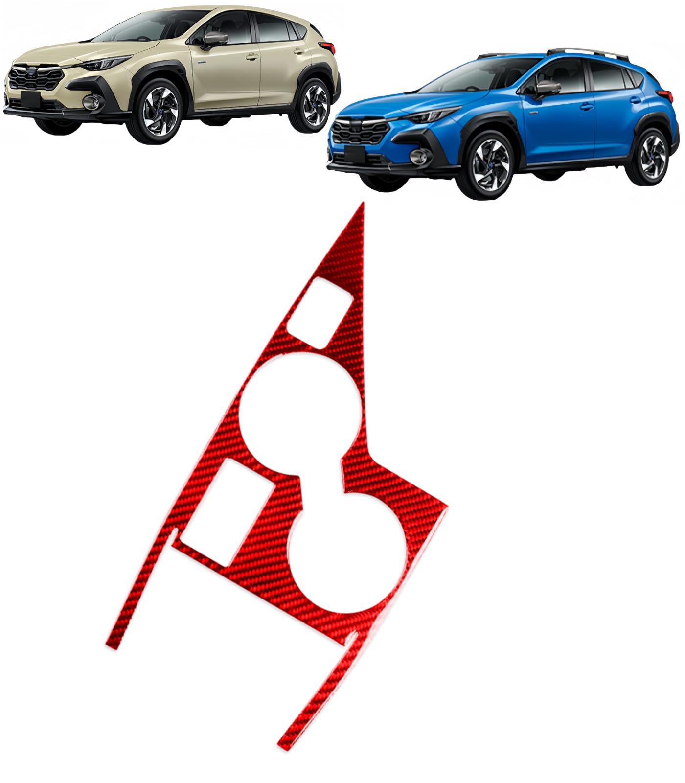 センターコンソールドリンクホルダーカバー カーボンファイバー製 FOR Crosstrek/Impreza専用設計 シフトパネル周りガーニッシュカスタム パーツ ドリンクカップホルダーパネル 内装 クロストレック GU系/インプレッサ に適合 2023年~現行 (レッド) [並行輸入品]