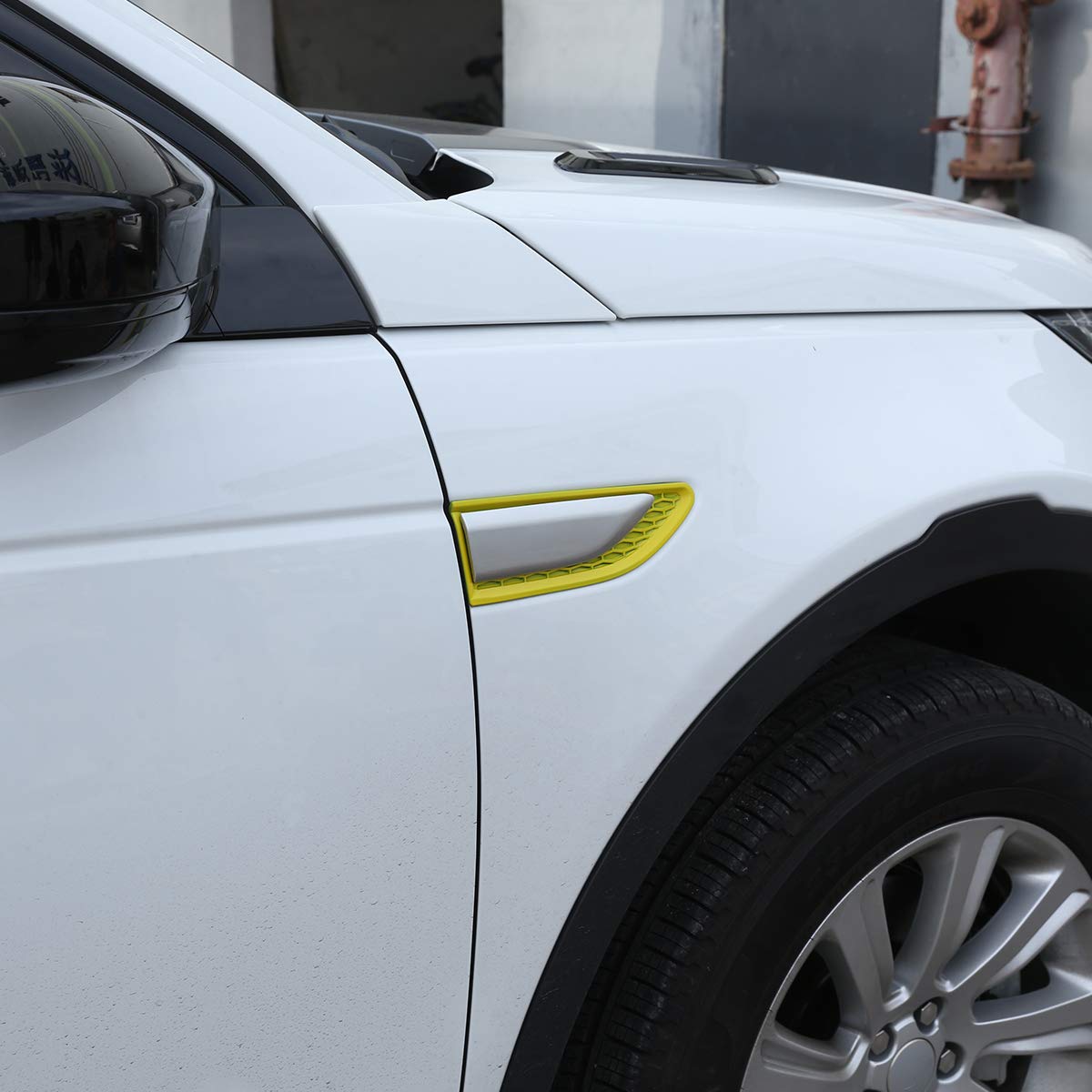 交換パーツabsプラスチックカーサイドエアフローベントフェンダーカバートリムアクセサリー自動車部品と互換性ランドローバーディスカバリースポーツ2015-2018 (黄色)