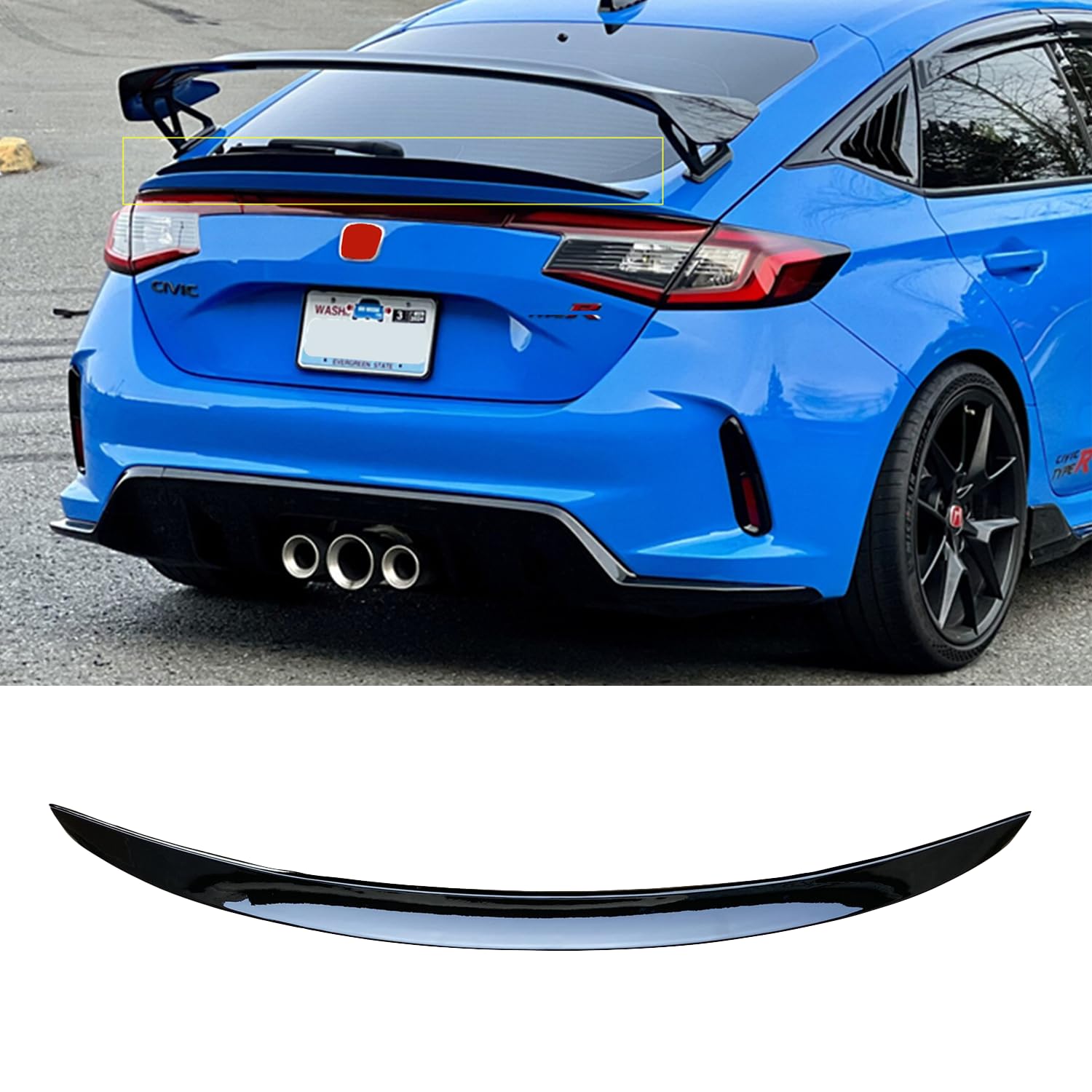 シビック FL1 FL4 FL5 タイプr エアロ パーツ リアスポイラー リアウイング カスタムパーツ 外装 Rear Spoiler For CIVIC FL1 FL4 FL5車種専用 ABS樹脂 取付簡単 ピアノブラック