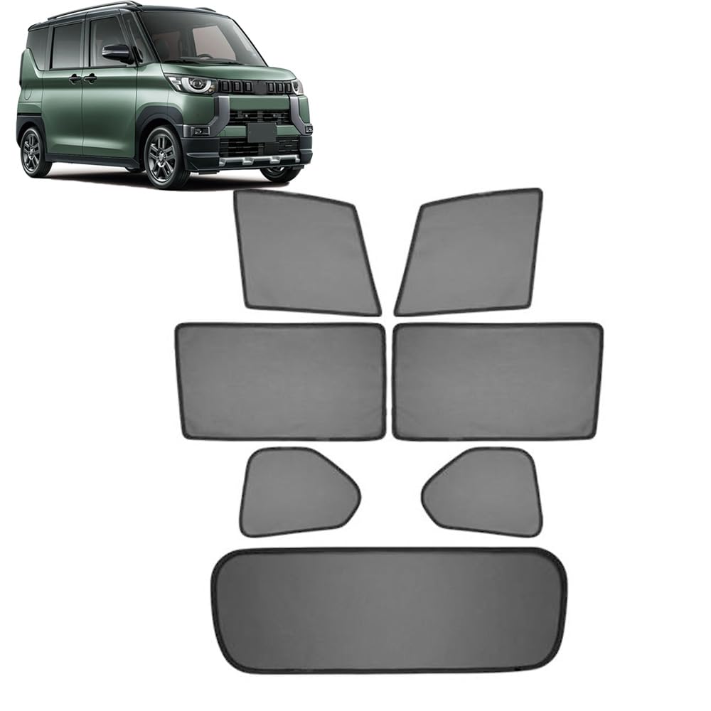 新型 デリカミニ(Delica mini) B34A B35A B37A B38A B3系(2023年5月～) 車用サイドウィンドウバイザー ウィンドウバイザー 日焼け止め 紫外線カット 断熱 マグネット式 取付簡単 新型デリカミニ サンシェード (4面+前面の三角窓+リアギア)｜lifeoneショップ