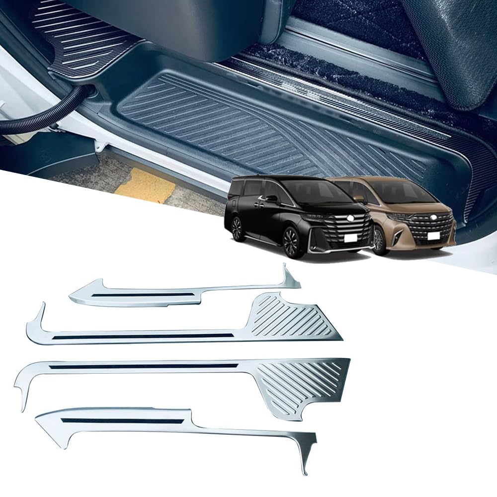 新型 アルファード40系 ヴェルファイア40系 （2023年6月~現行） エクステリアドアシルストリップ ステップカバー ドアスカッフプレートステンレス鋼材料 車種専用設計スクラッチに強い耐摩耗性保護インテリアパーツ4個の断片を簡単に取り付 アアルファード40系 アクセサリ