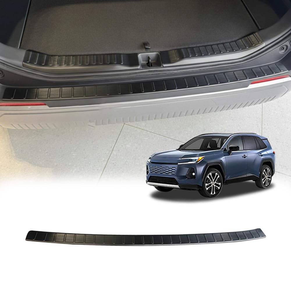新型 RAV4 60系 AXAN64（2026年12月～現行）トランクドアシルプロテクションストリップ 装飾ストリップ ステンレス鋼 ラゲッジ スカッフプレート 傷防止 擦り傷対策 高級感アップ 両面テープ固定 ラゲッジ外装パーツ RAV4 アクセサリー (黒)