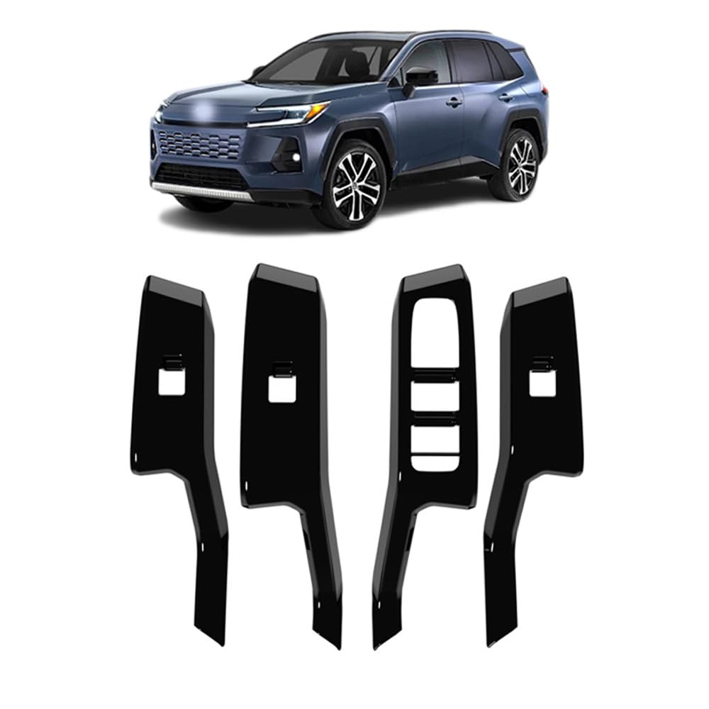 新型 RAV 4 60系 AXAN64（2026年12月～現行）自動車内装トリムインテリアアームレストリフトパネル スイッチパネル ガラススイッチフレーム ABS素材車種専用設計 傷防止 耐摩耗性 保護性 取り付け簡単 4点セット新型 rav4アクセサリー (ピアノブラック)