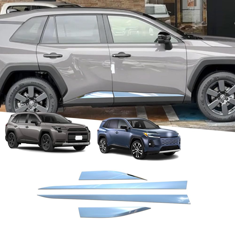 新型 RAV4 AXAN64 60系 （2026年12月～現行）車のドアエッジストリップ ボディトリムストリップ 装飾ストリップ ABS素材 車種専用設計 傷防止 耐摩耗性 保護性 取り付け簡単 4点セット 新型rav4 アクセサリー (電気メッキ銀)