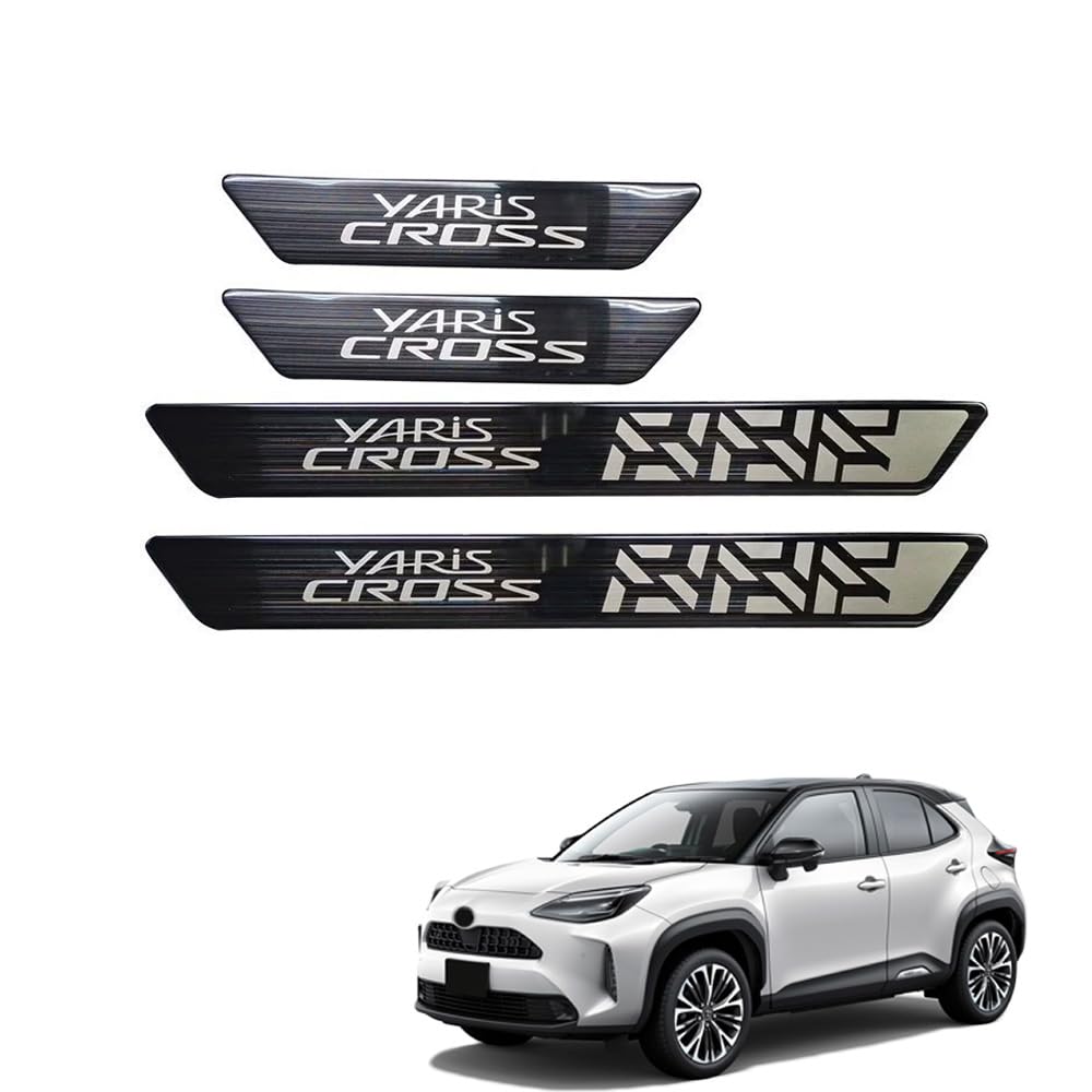 FOR新型 ヤリスクロス Yaris Cros ステップガードサイド ステップガード カバー ガーニッシュ耐摩耗プレート ステンレス鋼素材 傷防止 汚れ防止 取り付け簡単 4pcs ヤリスクロス アクセサリー (黒)