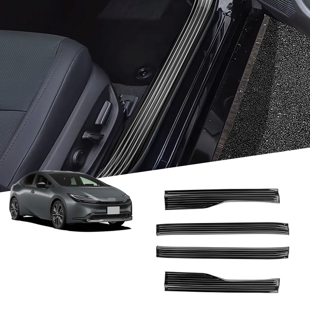 FOR新型 プリウス60系 ZVW60 ZVW65 MXWH60 MXWH65（2023年?現行) カスタマイズパーツ ビルトインシルストリップ サイドシルガード ウェルカムペダル ステンレススチール素材 車両専用設計 傷防止 耐摩耗性保護 取り付け簡単 4点セット プリウス60系 アクセサリー (ブラックチ