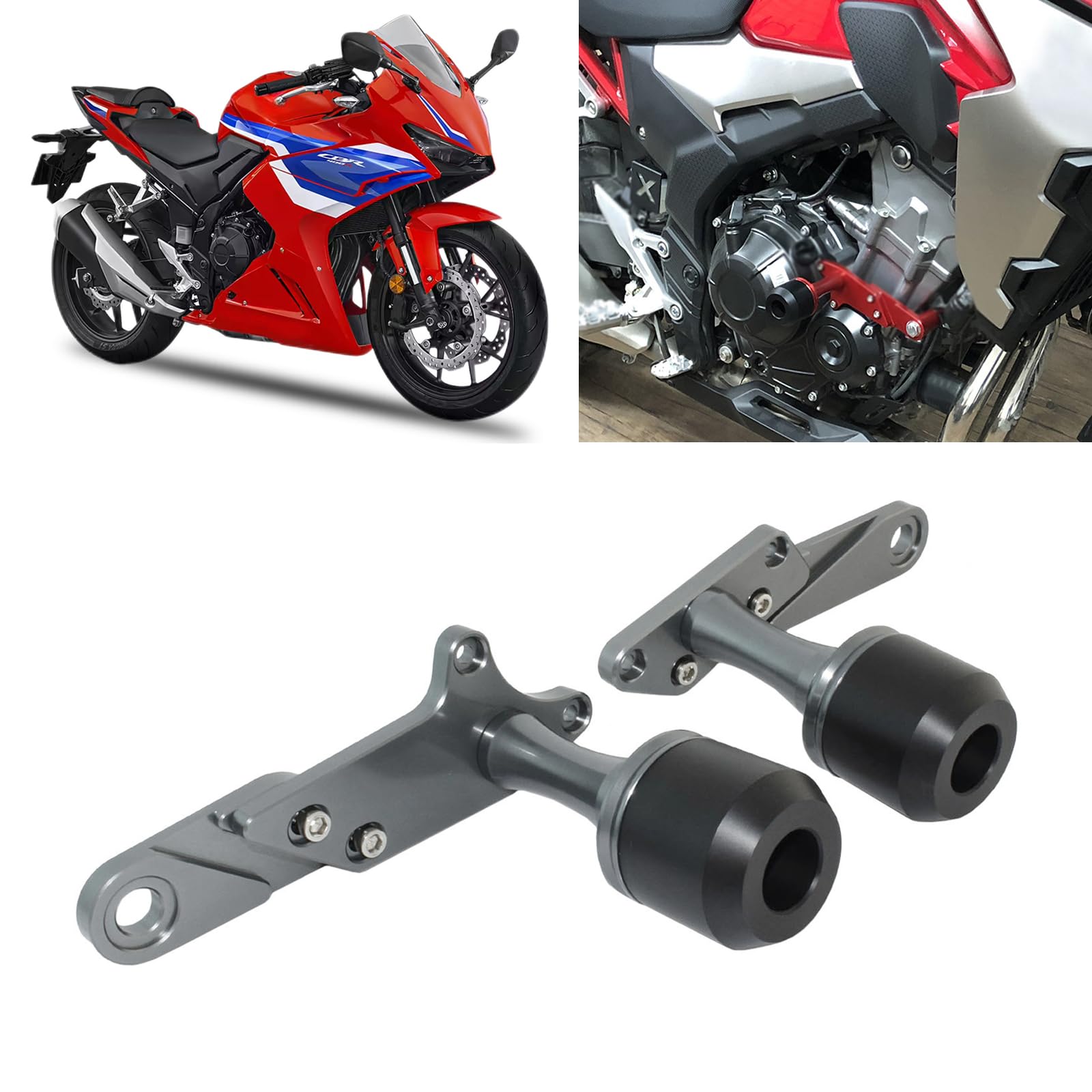 FOR CBR400R cbr400r 2024 アクセサリーフレームスライダープロテクターオートバイボディ落下防止ブロックエンジン落下防止ロッド保護衝突防止スプール (グレー) [並行輸入品]