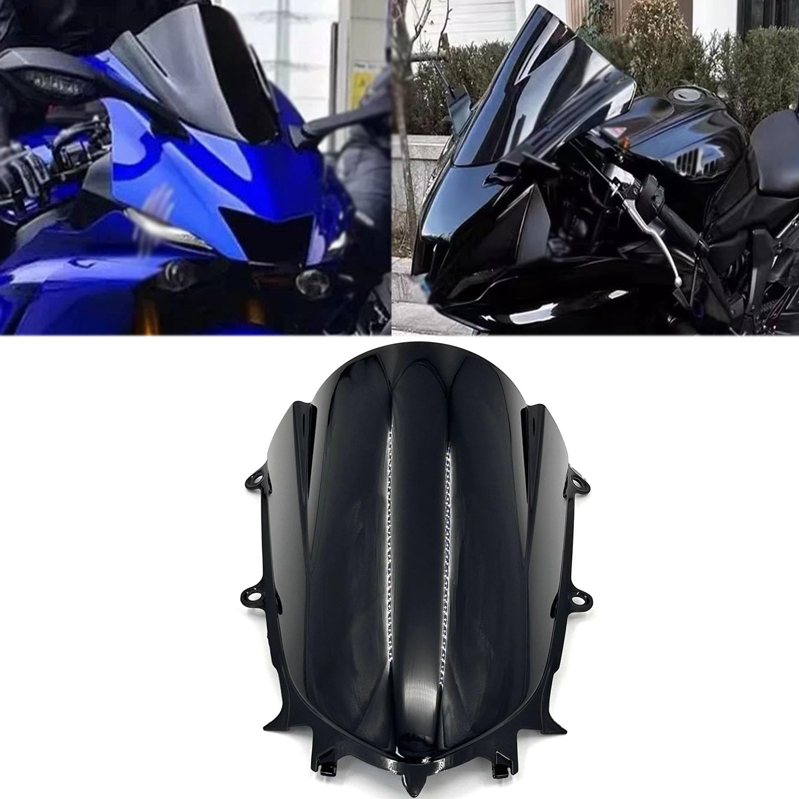 FOR YZF-R7 yzfr7 2025 2024 2023 2022 アクセサリー変更レーシングウインドシールドハイトウインドシールドスポーツウインドシールドサンバイザーエアディフレクターフロントウインドシールドカバースクリーン本体 (ブラック) [並行輸入品]