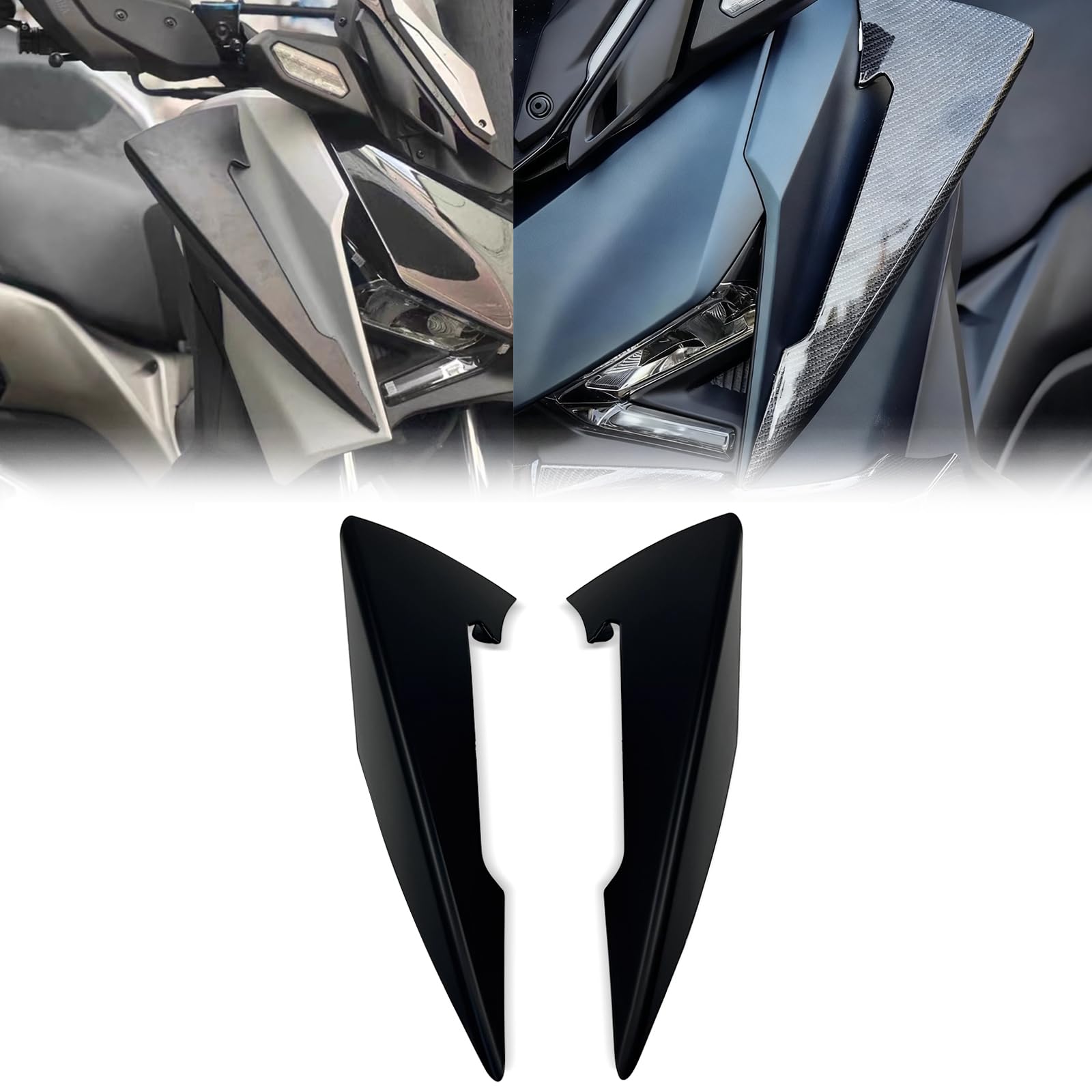 FOR XMAX300 xmax300 2023 2024 2025 バイク サイドスポイラー ダウンフォース ネイキッド フロントスポイラー ウィングレット エアロダイナミックウィング フロントスポイラーキット (マットブラック) [並行輸入品]｜lifeoneショップ