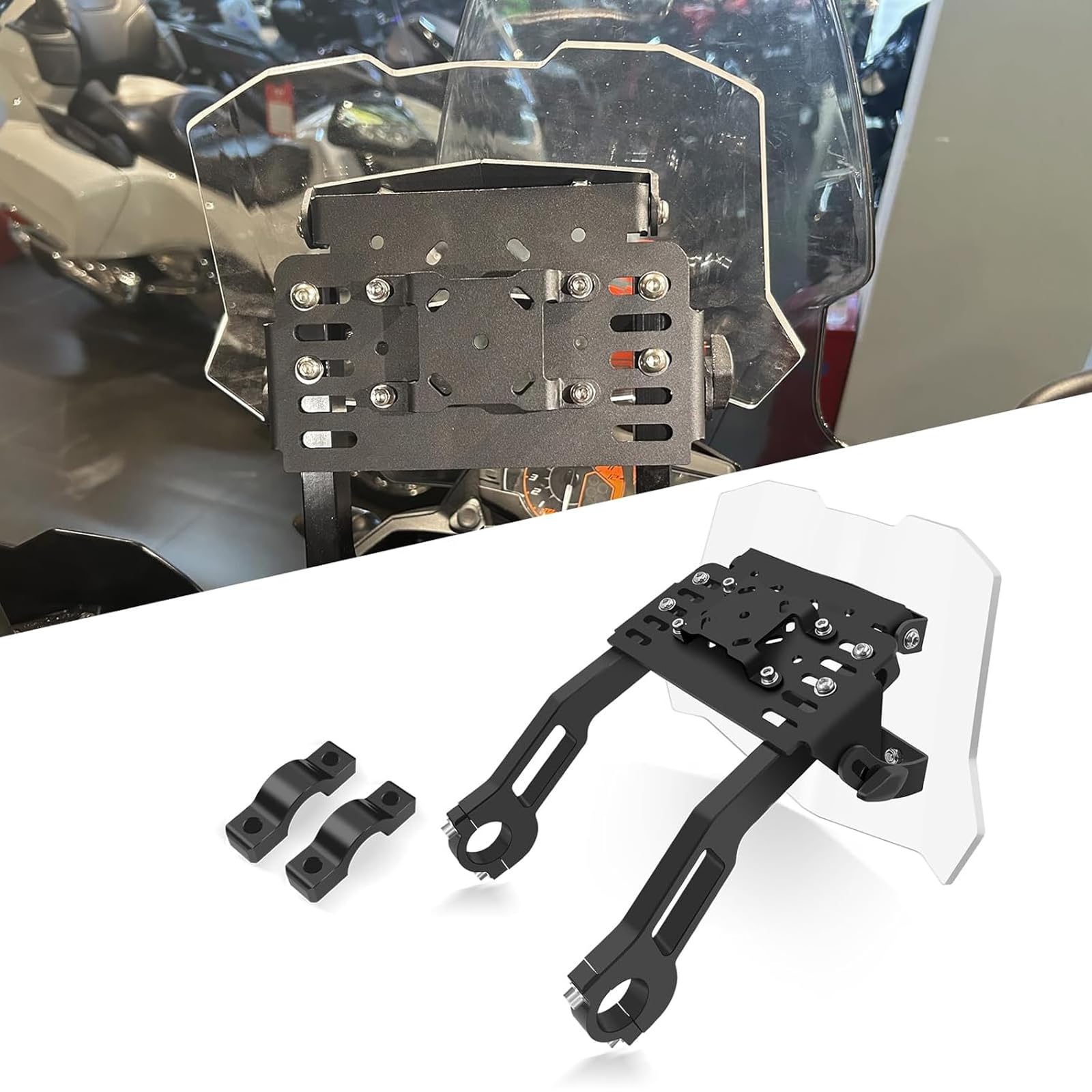 FOR CRF300L CRF300LS CRF300L Rally CRF250L CRF250M CRF250L Rally アクセサリー モバイルナビゲーションブラケット 多機能ディスプレイベース GPSスタビライザー 多機能ウインドシールドブラケットウインドシールド付き|lifeoneショップ