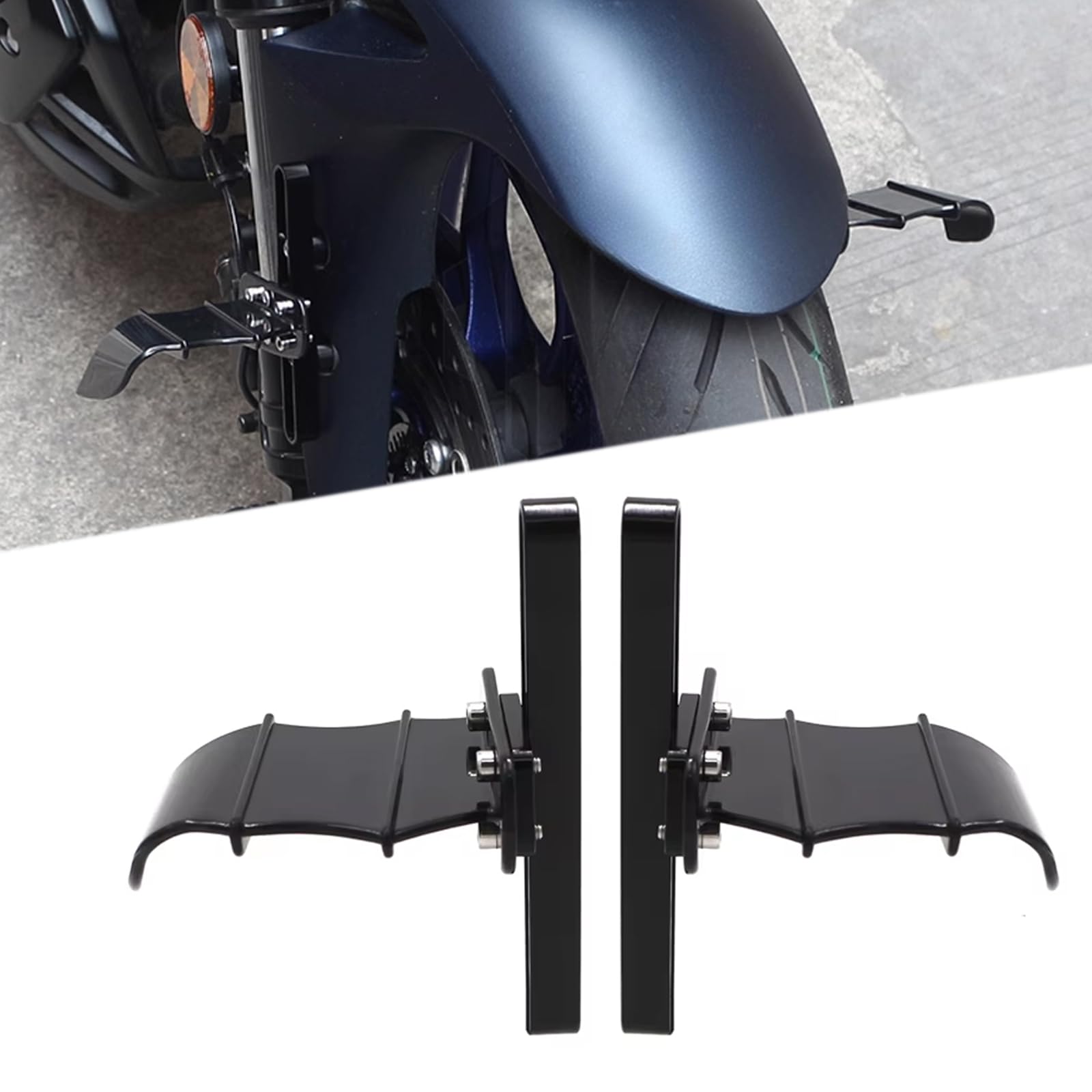 FOR YZF-R3 YZF-R25 yzf r3 yzf r25 2025 2024-2019 アクセサリー オートバイ フロントホイール 固定ウィング バットウィング フロントホイールデフレクター フロントホイールフェアリングキット 調整可能なデフレクターウィング [並行輸入品]