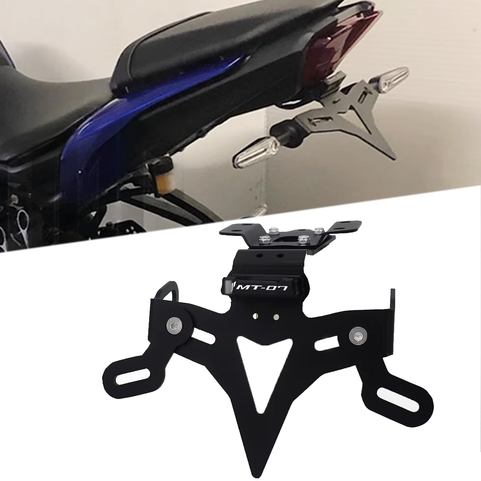 FOR MT-07 MT07 mt07 2025 新アクセサリー オートバイ LED ナンバープレートホルダー テールオーガナイザー マッドプレート ナンバープレートホルダー 調整可能なナンバープレートフレーム ショートテールブラケット|lifeoneショップ