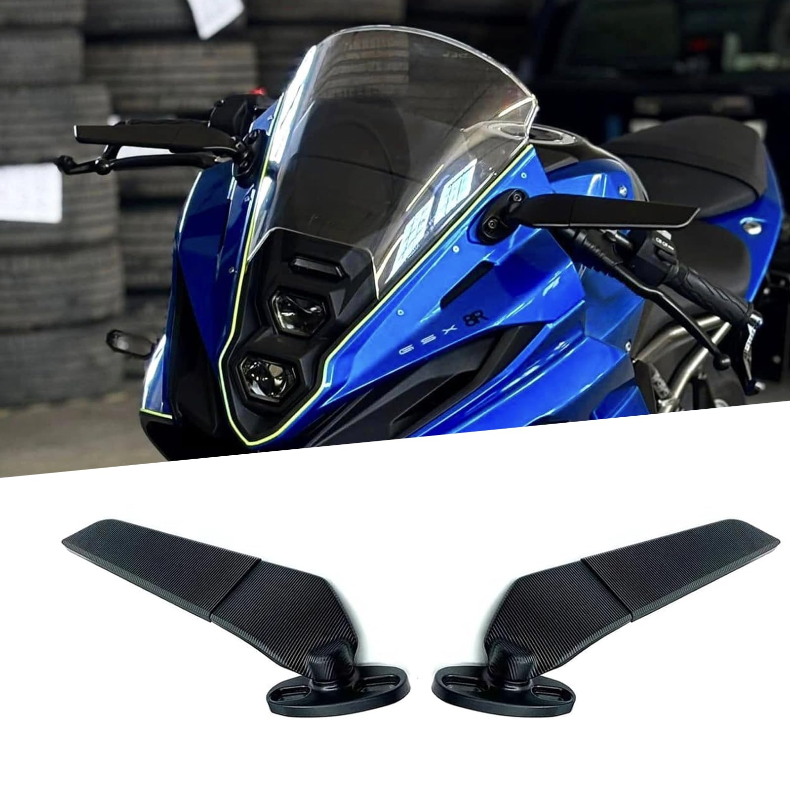 FOR GSX-8R gsx8r 2024アクセサリーに適合CNCアルミニウム調整可能回転スポーツウィングレットオートバイウィング見えないバックミラー360°調整可能回転バックミラー改造風ウィングバックミラー調整可能 [並行輸入品]