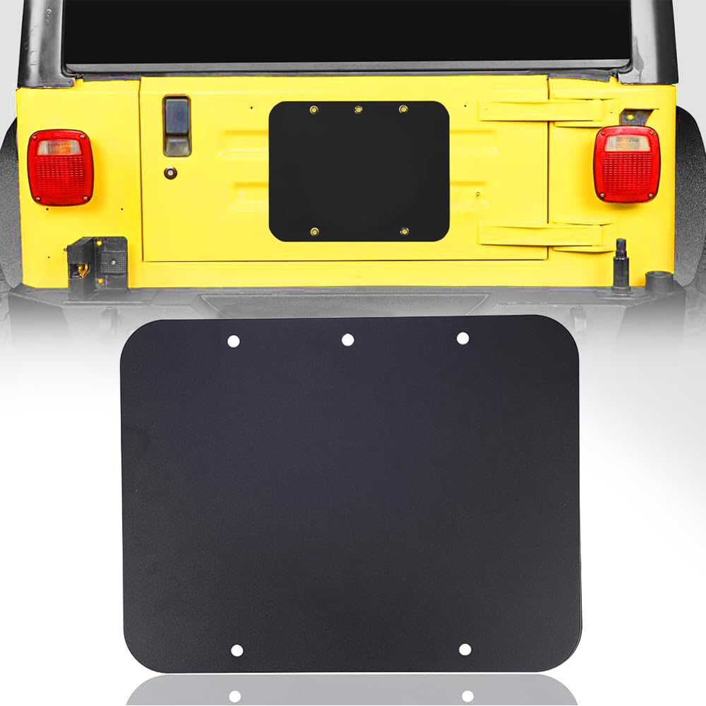 スペアタイヤキャリア削除フィラープレート トランプスタンプ テールゲート 排気口 通気口 パネルカバー ジープ ラングラー TJ 1997-2006 外装アクセサリー(ブラック)