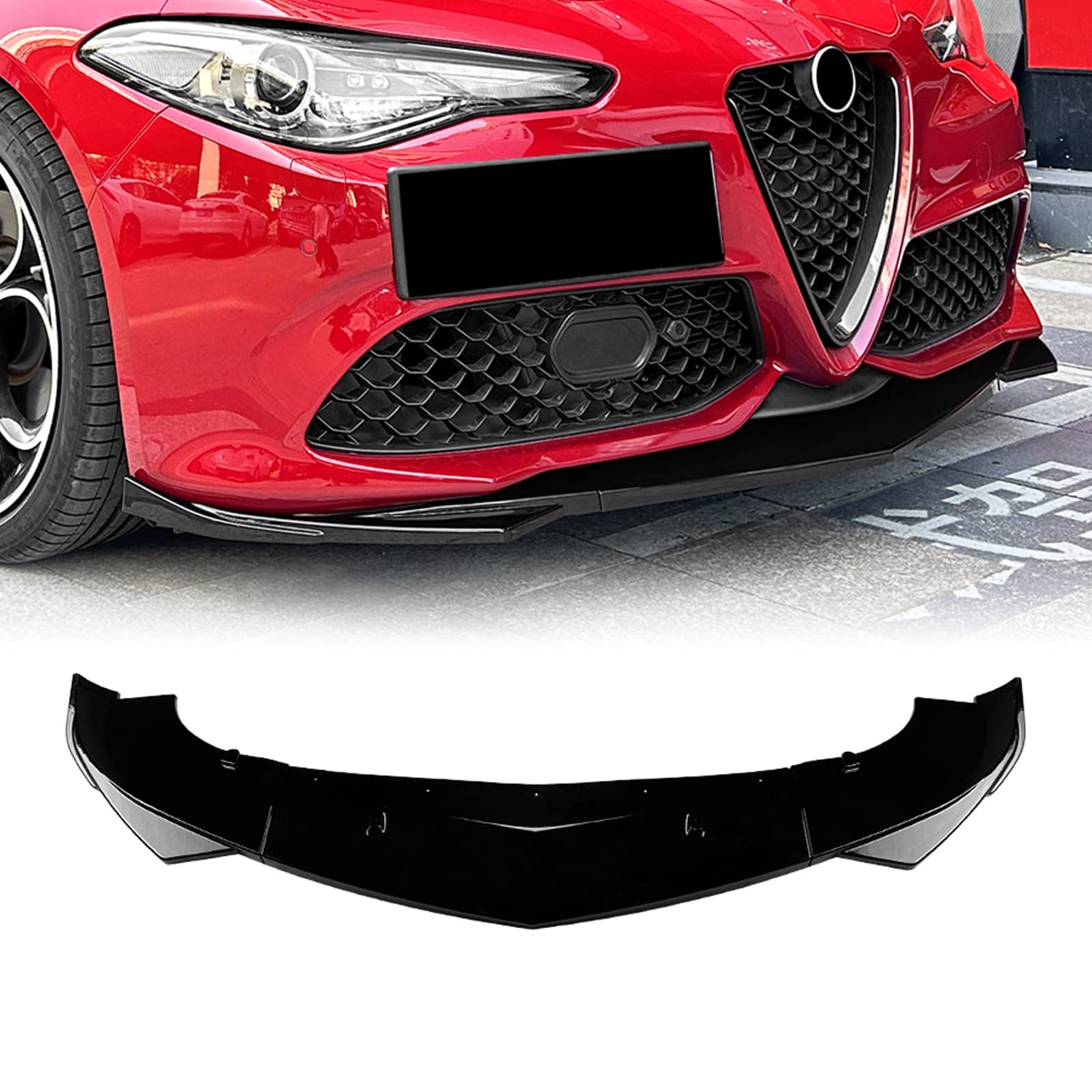 フロントスポイラーリップスプリッターキット アルファロメオジュリア2015-2024用 ブラック