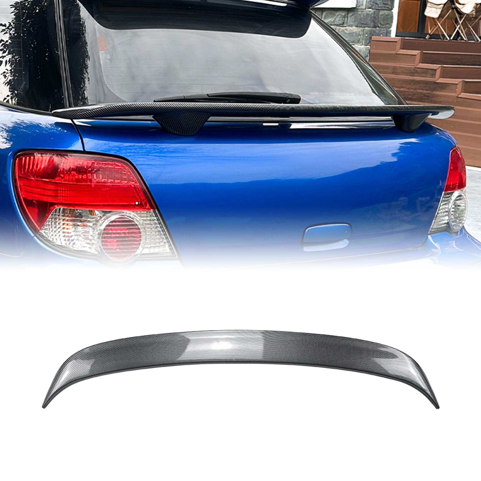 スバルインプレッサWRX 2001-2007用リアトランクスポイラーリップミドルウィング ブラック