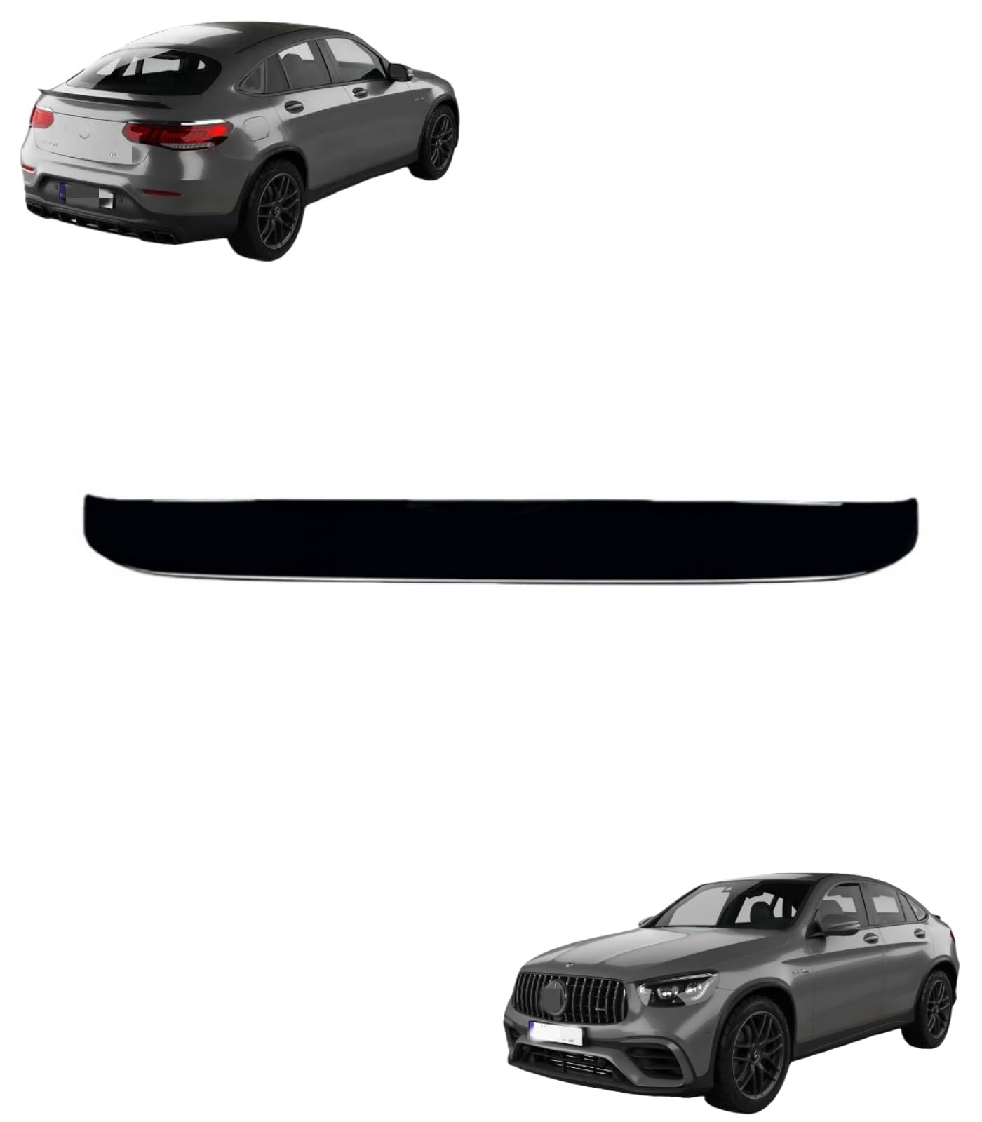 リアウィング トランクスポイラー FOR coupe coupe C253 AMG 2016-2022年式 専用 外装 カスタム パーツ グロスブラック カーボン エアロキット リヤゲート スポイラー 取り付け簡単 - メルセデスベンツ GLCクラス 専用設計 ABS樹脂製 2pcs(ピアノブラック) [並行輸入品]
