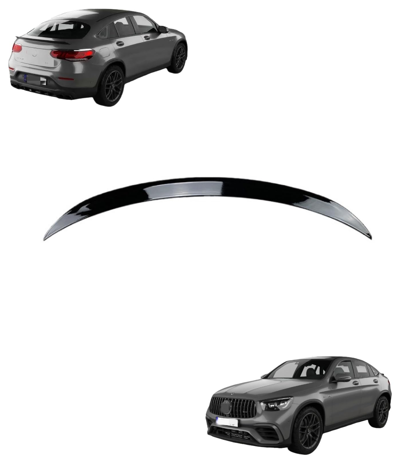 リアウィング トランクスポイラー FOR coupe C253 glc260 300 AMG 2016-2022年式 専用 外装 カスタム パーツ グロスブラック カーボン エアロキット リヤゲート スポイラー 取り付け簡単 - メルセデスベンツ GLCクラス 専用設計 ABS樹脂製 2pcs(ピアノブラック) [並行輸入品]
