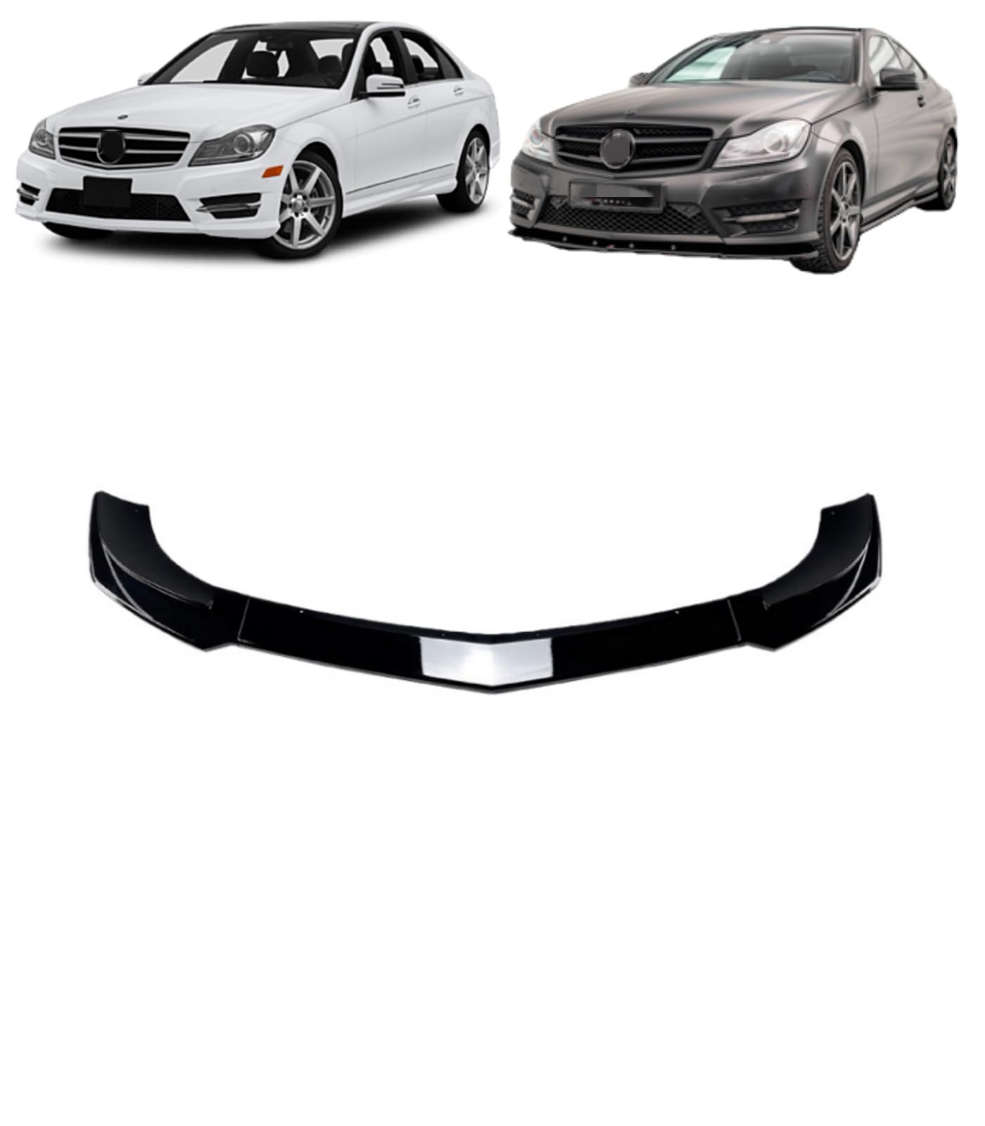 フロントスポイラー リップスポイラー FOR W204 s204 amg 2011-2014年式 専用 外装 カスタム パーツ フロントバンパー ガーニッシュ キズ防止 取り付け簡単 カーアクセサリー - メルセデスベンツ Cクラス 専用設計 ABS樹脂製 1pcs(ピアノブラック) [並行輸入品]