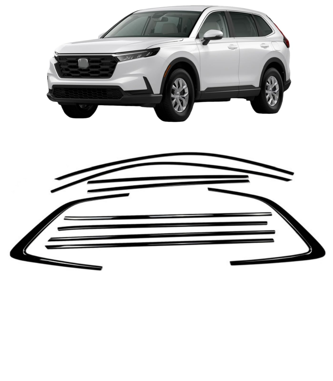 FOR CR-V 2017年 -2025年 に適用 カスタム パーツ ドア ウィンドー モール ガーニッシュ ウィンドウトリム メッキ ガーニッシュ ピラーモール サイドビューのイメージチェンジに - CRV 専用設計 ABS樹脂製 ピアノブラック(2023-2025年式) [並行輸入品]