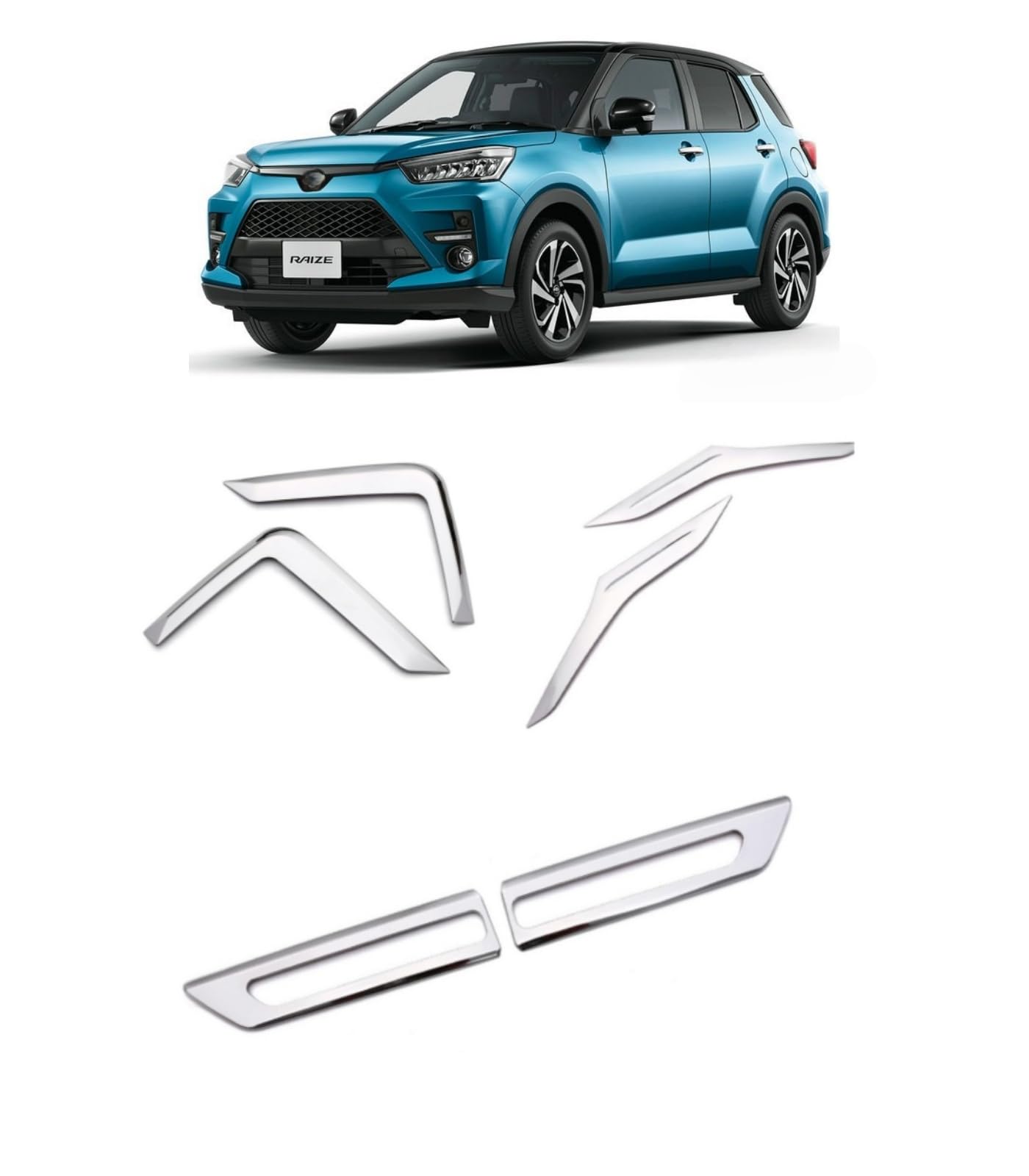ライズ 200系 2019年11月~ に対応 フロント&リア カスタム パーツ メッキ フォグランプカバー フォグライトトリムフレームガーニッシュ ベゼル カバー FOR RAIZE/ROCKY 専用設計 ABS樹脂製 (フロントセット) [並行輸入品]｜lifeoneショップ