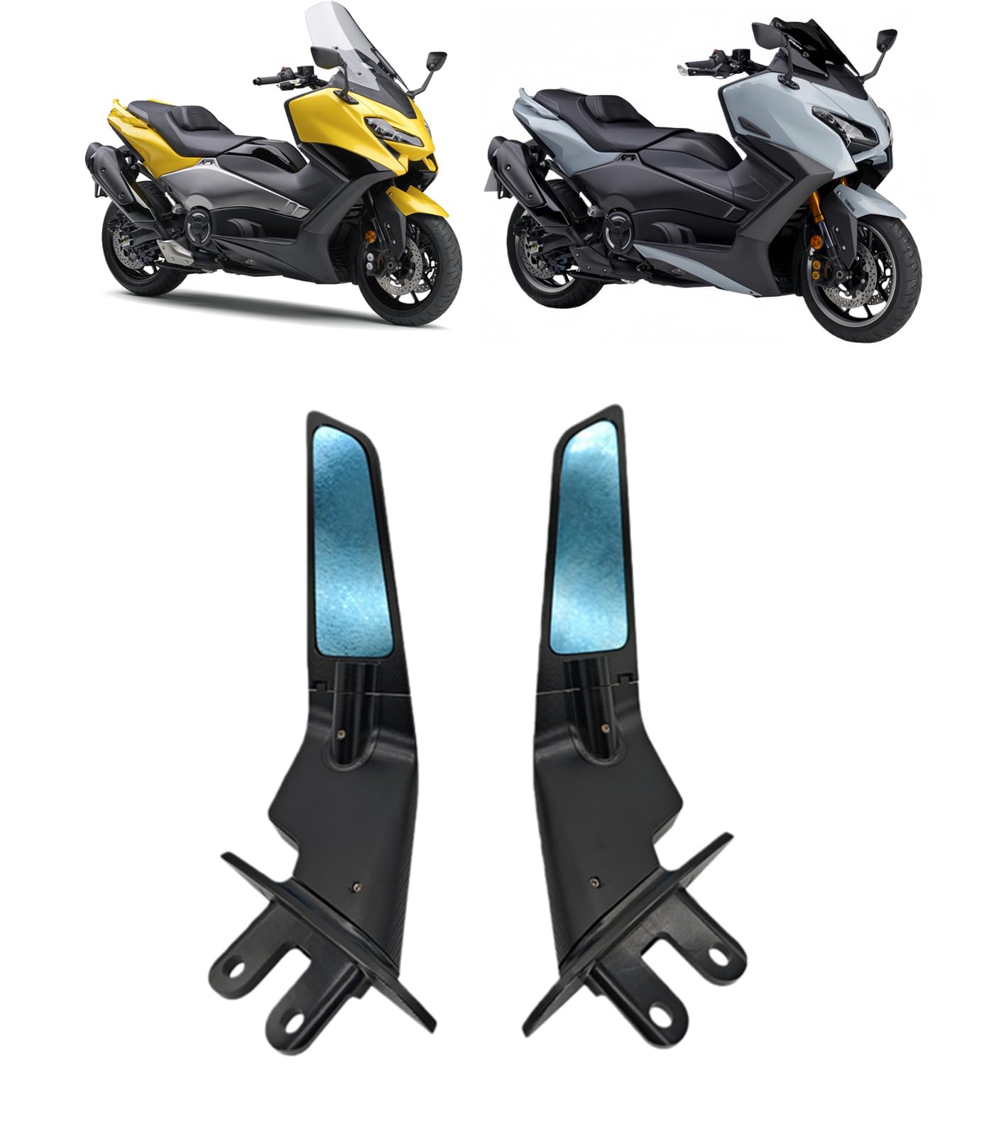 オートバイ用ミラースポーツウィングレットミラー 黒 For TMAX 500/530/560 適用車種 バイクのステルスウィングミラー 調整可能回転バックミラー ウィングバックミラーウィング TMAX500 適応 2004-2012 TMX-530 対応 2012-2019 TMAX560 対応 2020-2021 [並行輸入品]