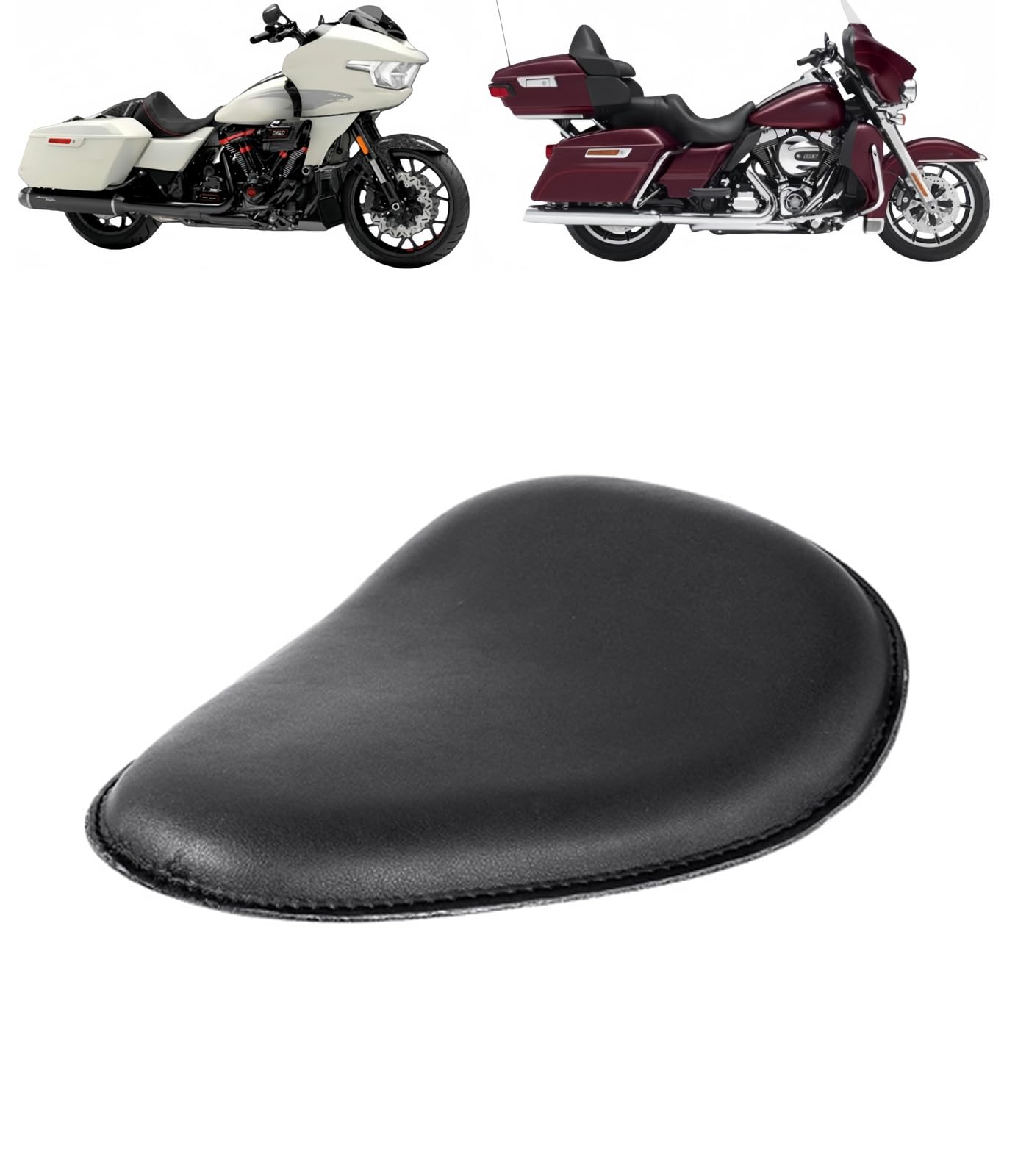 バイクのスプリングブラケットシート レザー ドライバーシートクッション For ツーリング 適用車種 オートバイ用フロントドライバー ソロシート スプリングブラケットベースキット ハーレーに互換 ツーリング用 (ブラック) [並行輸入品]