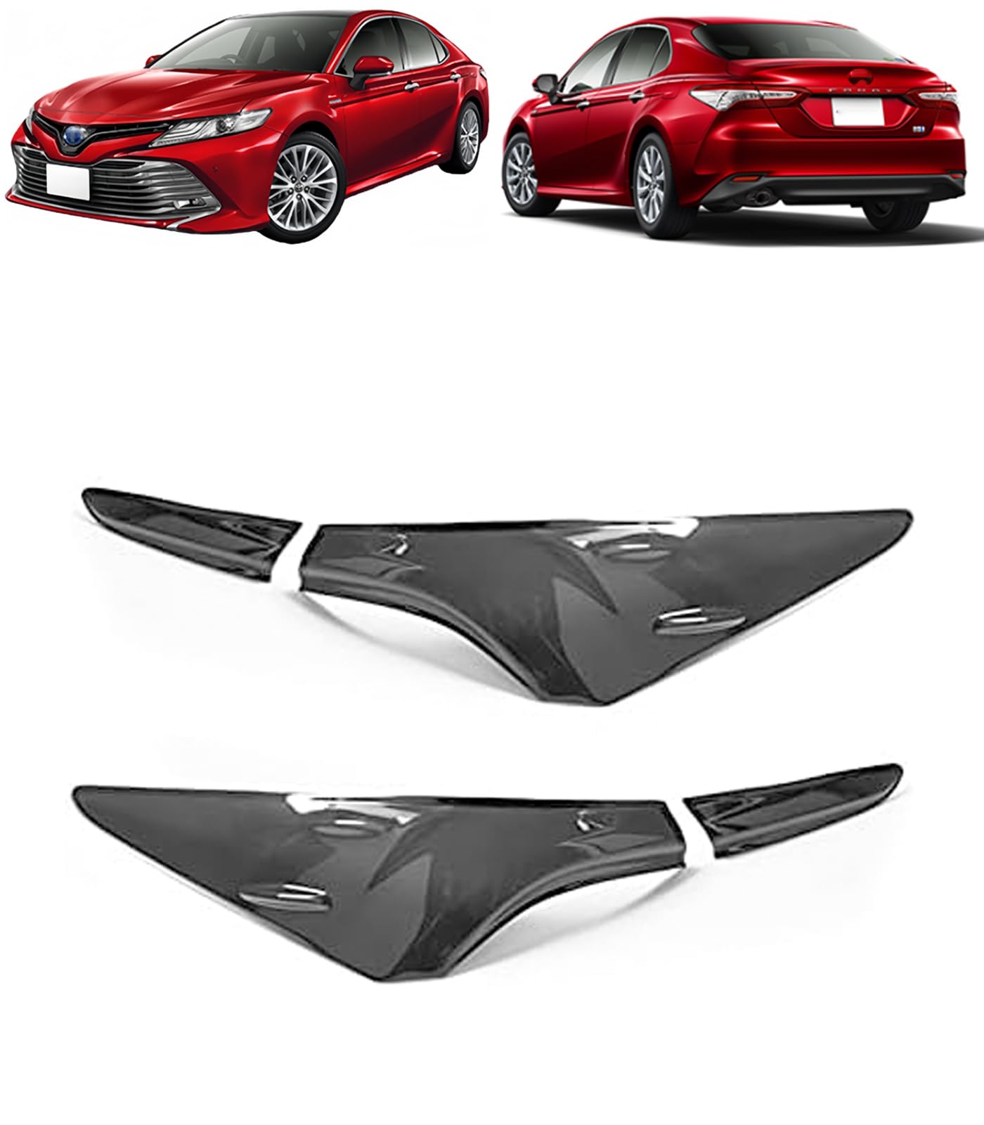 新型 カムリ CAMRY 8代目 に適合 2018年8月～現行 テールランプガーニッシュスモークテールランプカバー 4枚セット 1台分 テールライトレンズカバー テールライト装飾 外装 カスタムパーツ ブラック FOR CAMRY 専用設計 [並行輸入品] 6,690円
