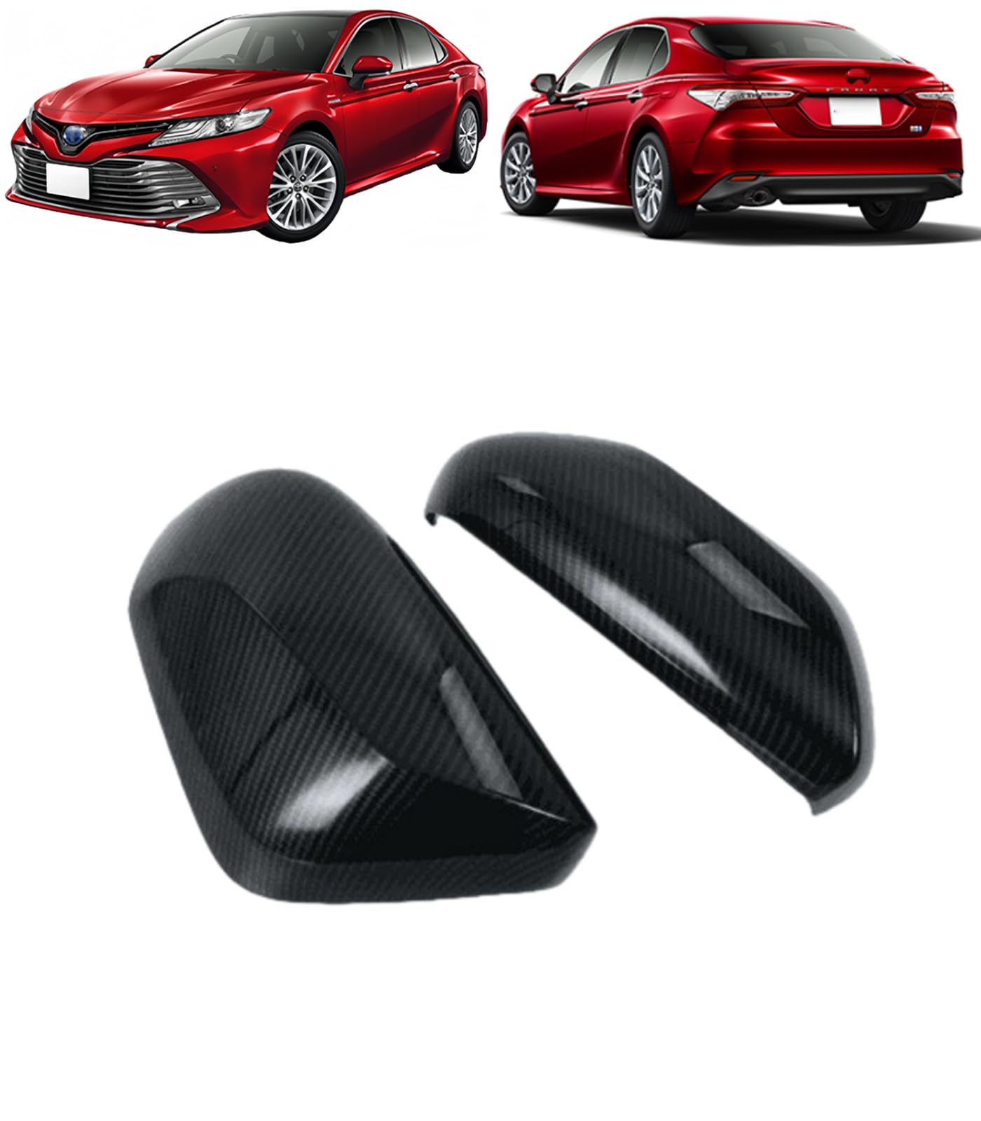 新型 カムリ CAMRY 8代目 に適合 2018年8月～現行 サイドミラーカバー アウターバックミラープロテクタートリム ドアミラーパネル 2P 外装 カスタムパーツ FOR CAMRY 専用設計 (カーボン柄) [並行輸入品]