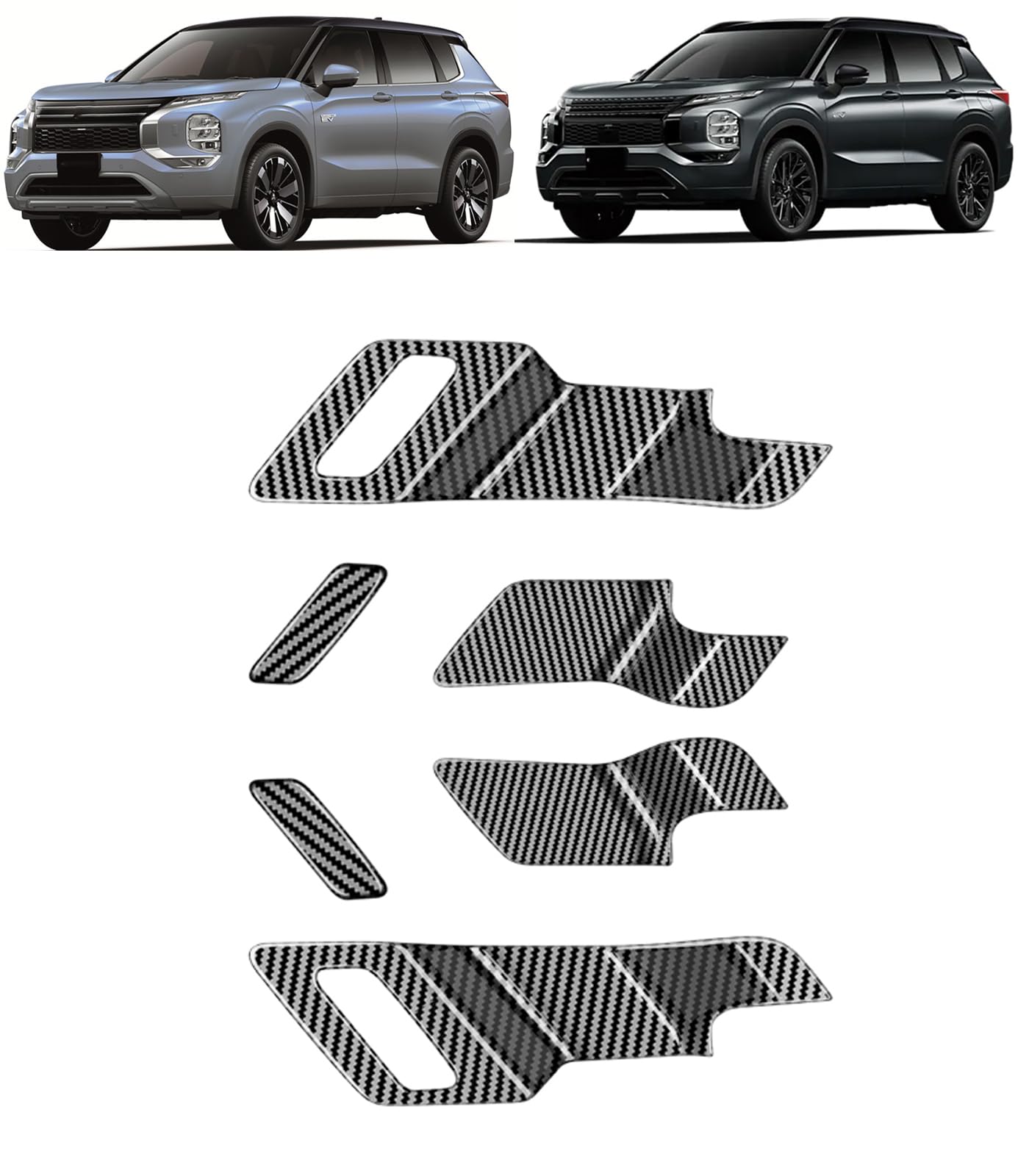 アウトランダー 3代目 に適用 PHEV GN0W (2022年～現行）ドアボウルパネルフレーム 左右セット インナードアハンドルカバードアハンドルプロテクター 内装 カスタム パーツ For OUTLANDER 専用設計 (カーボンファイバー) [並行輸入品]