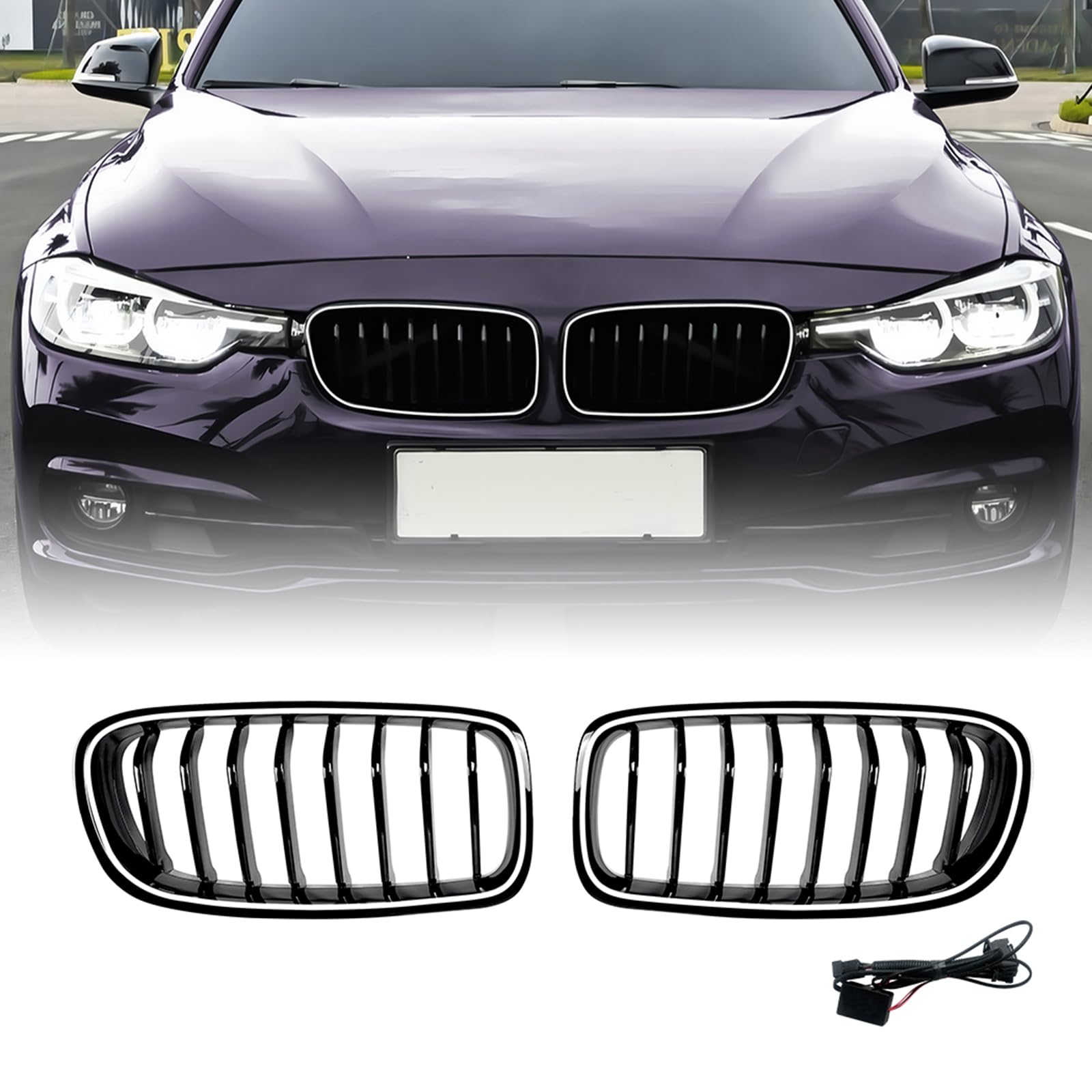 BMW 3シリーズ F30 F31 2013-2018用ライト付きフロントバンパーグリル
