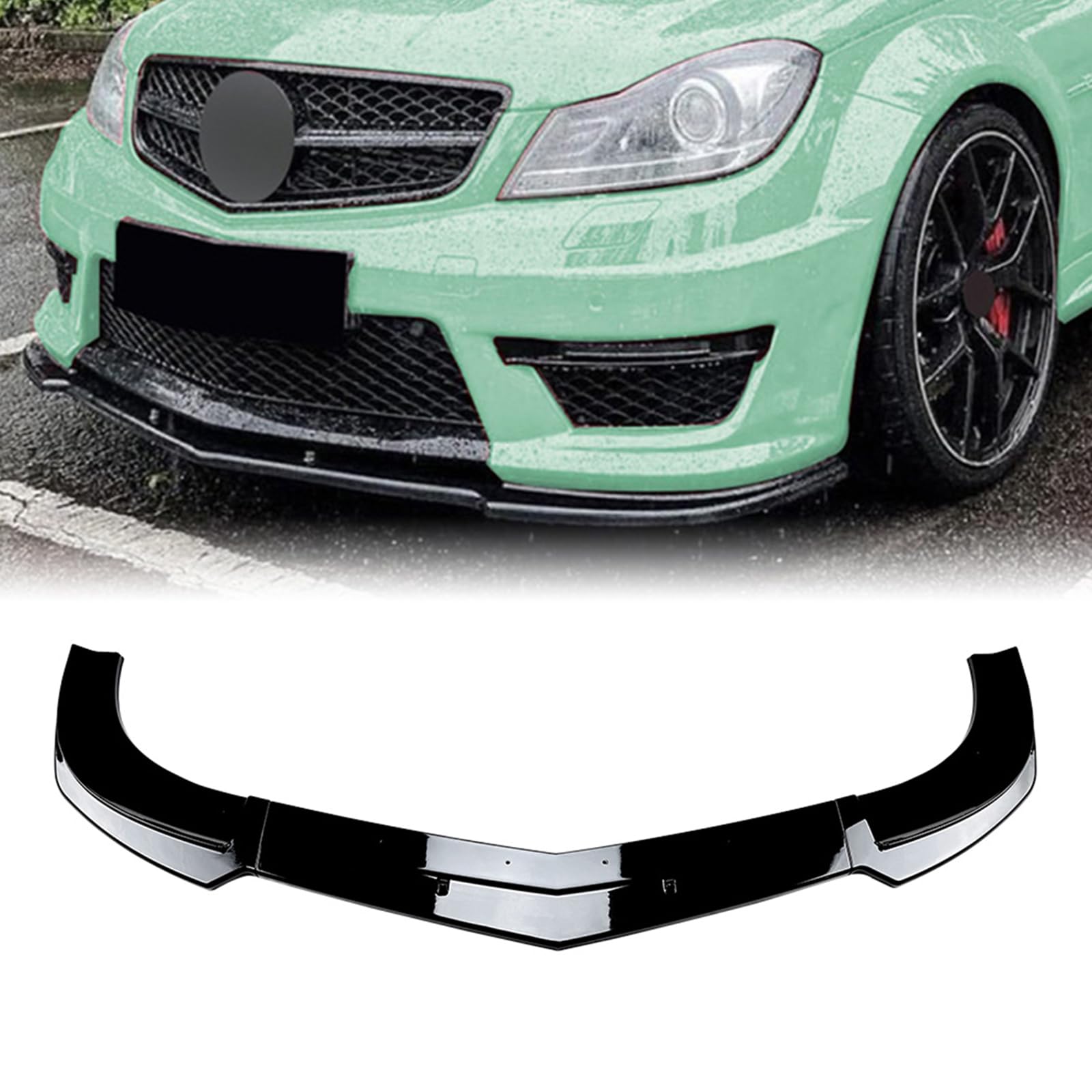 フロントバンパースポイラースプリッター Benz C63 AMG W204 2011-2014用 グロスブラックカーボンファイバールック｜lifeoneショップ