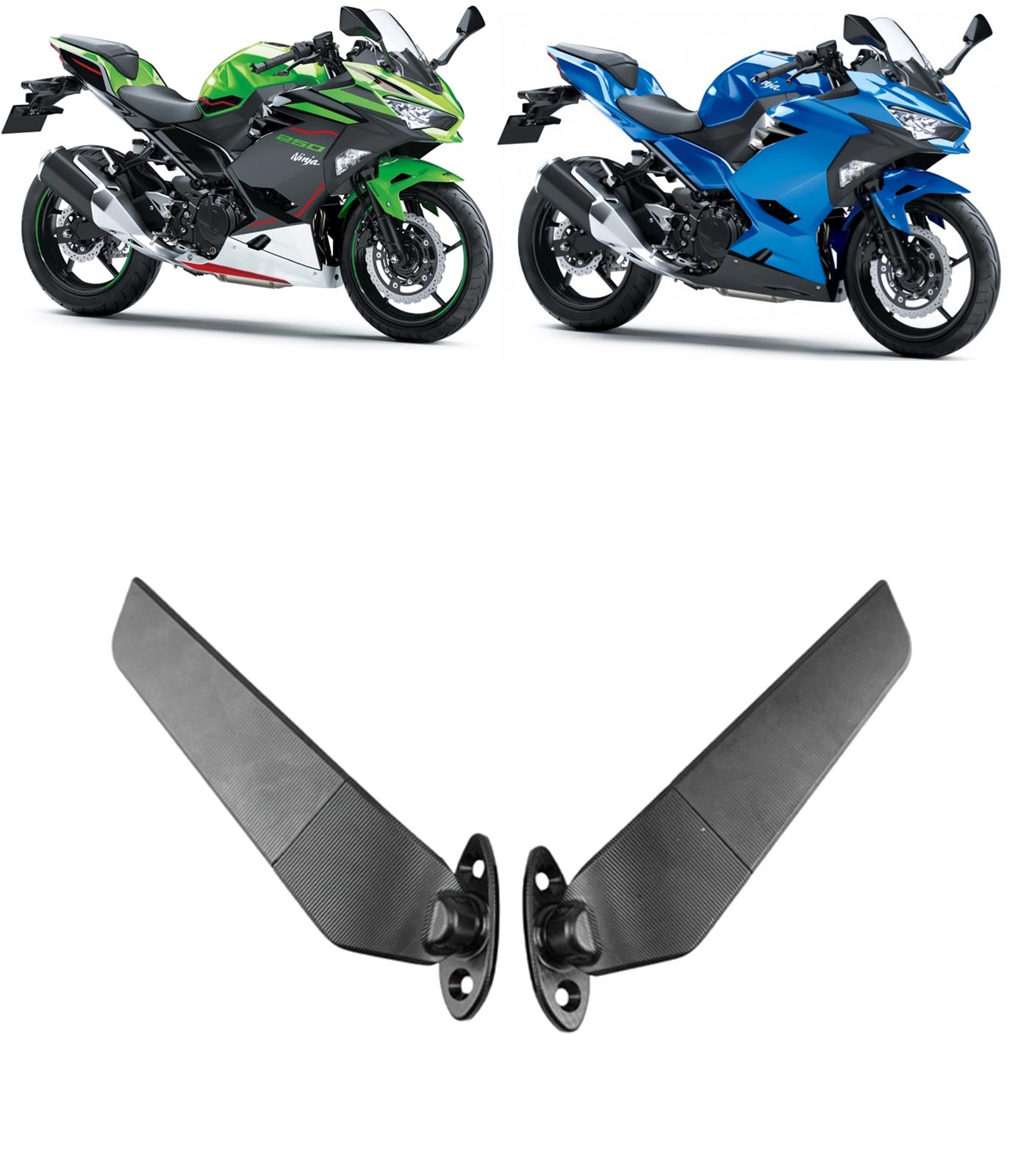 ニンジャ 250/400 に適応 2013-2024年 アクセサリー オートバイ用 ウィングレットサイドミラーキット 回転バックミラー バイクのウィング調整可能回転バックミラー CNCアルミ合金 For NINJA 250/400適用車種 [並行輸入品]