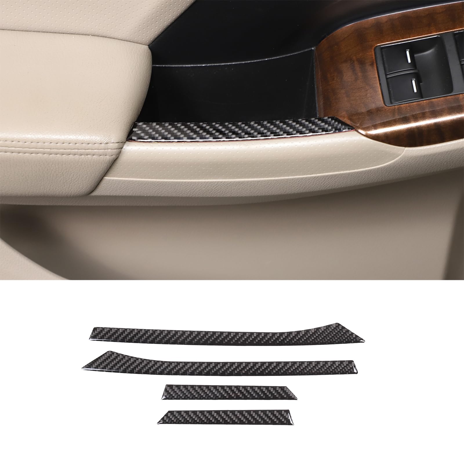 ホンダ オデッセイ RB3 RB4 2008~2013 専用 ドアアームレストパネル ステッカー ドアプルハンドル カバー インナードアトリム ドアトリムグラブカバー カーボンファイバー素材 貼付タイプ 内装パーツ カスタム アクセサリー カー用品 4点セット(カーボン調)